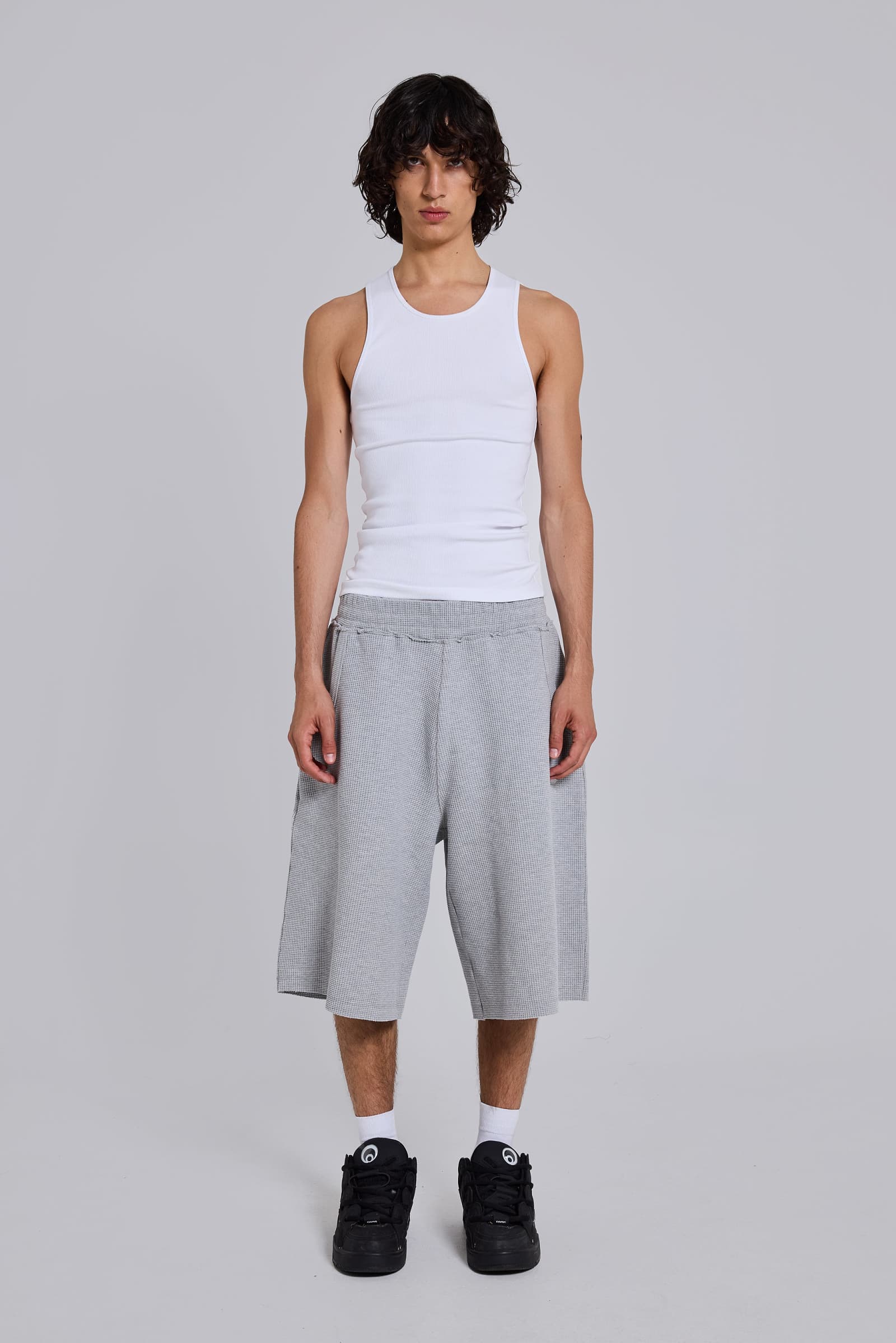 Grey Marl Waffle Monster Jogger Shorts