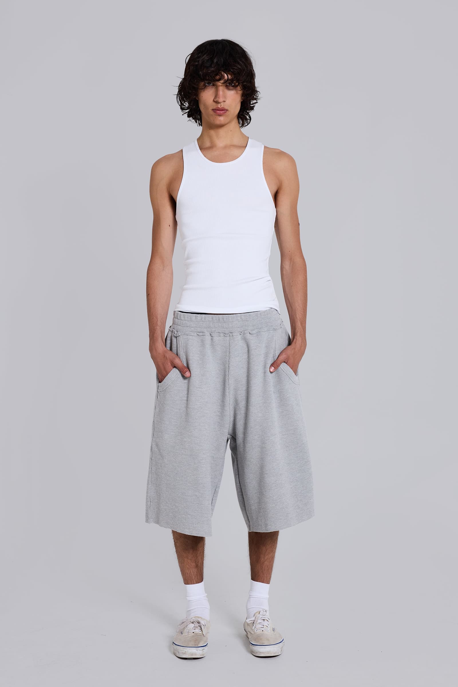 Grey Marl Waffle Monster Jogger Shorts
