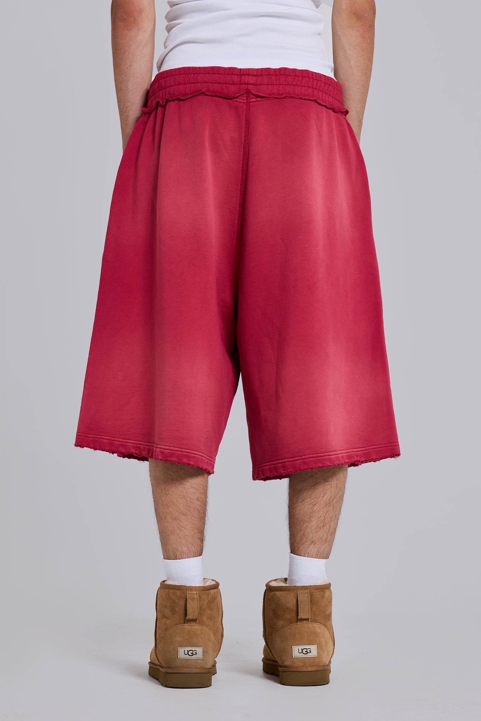 Red Sport Stripe Monster Jogger Shorts
