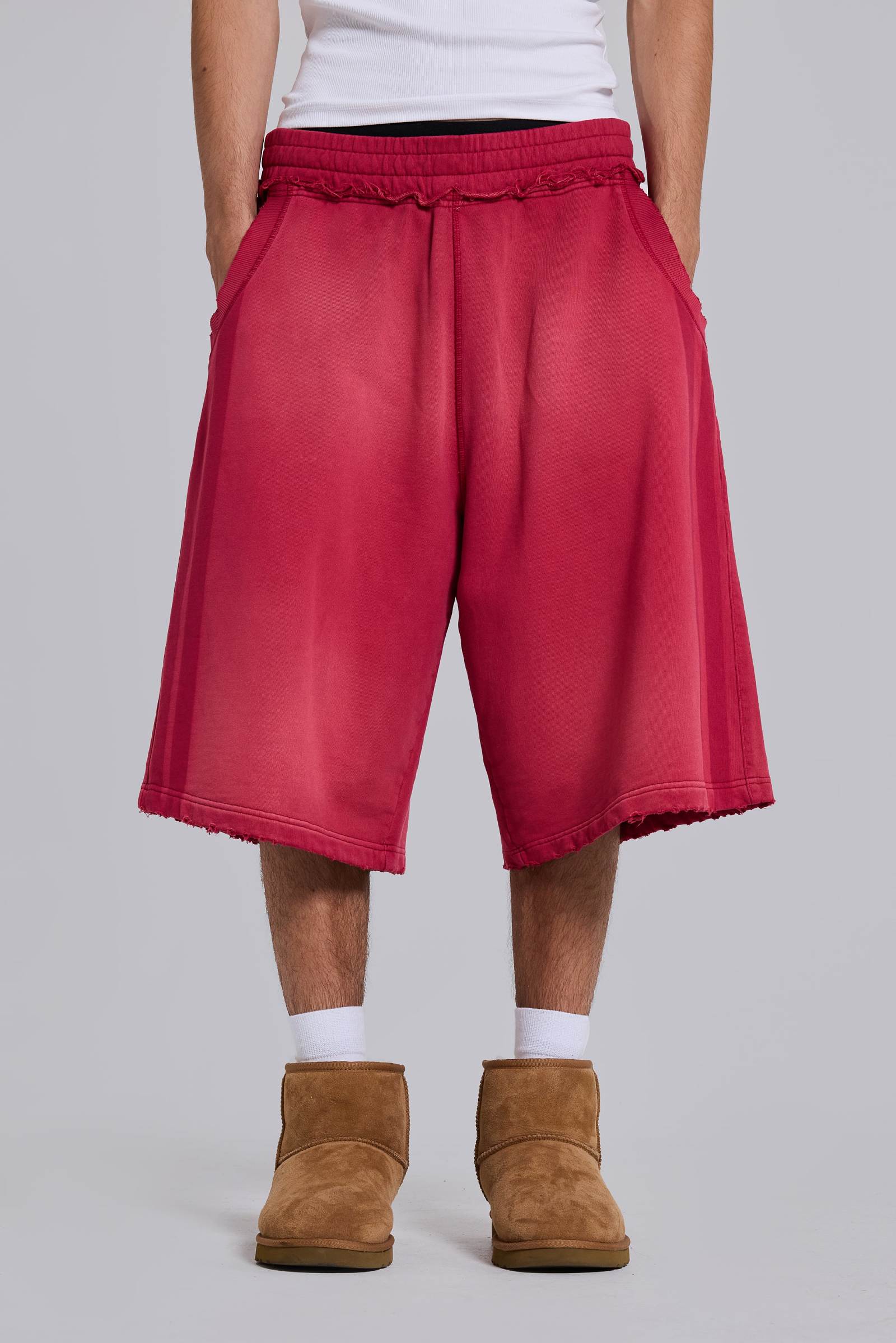 Red Sport Stripe Monster Jogger Shorts