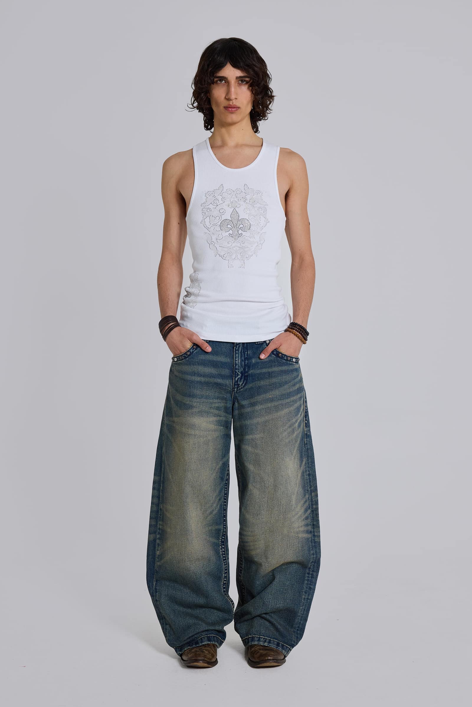 Rock Revival Rhinestone Fleur de Lis Vest Top