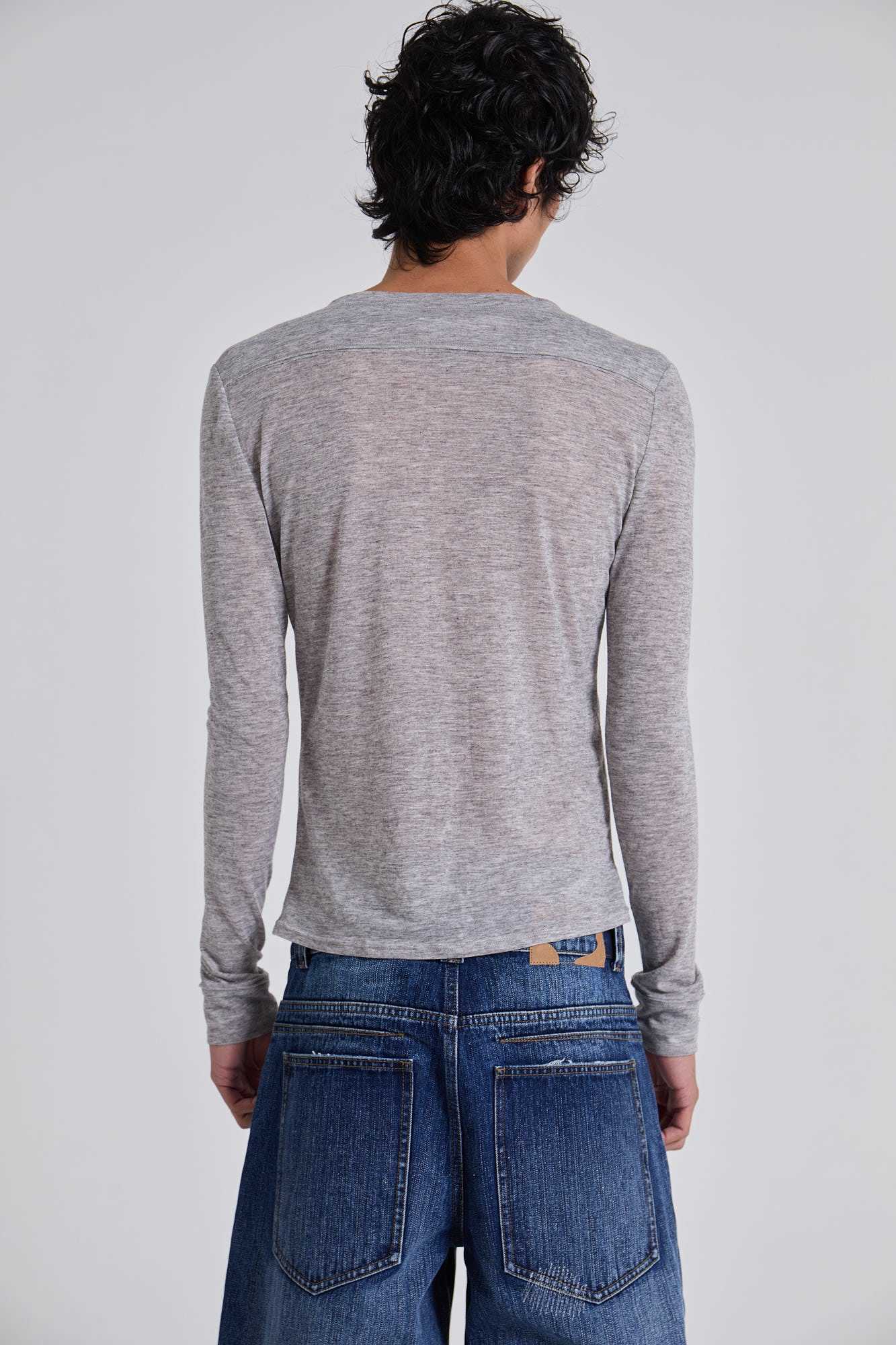 Grey Marl Haze Henley Top