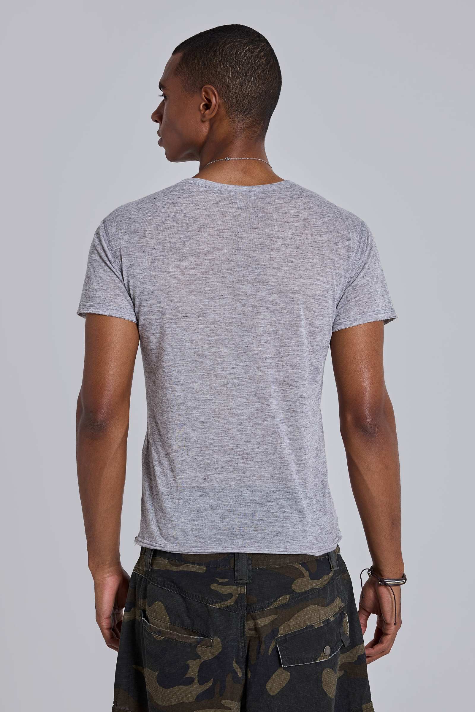 Grey Marl Haze Henley T-Shirt