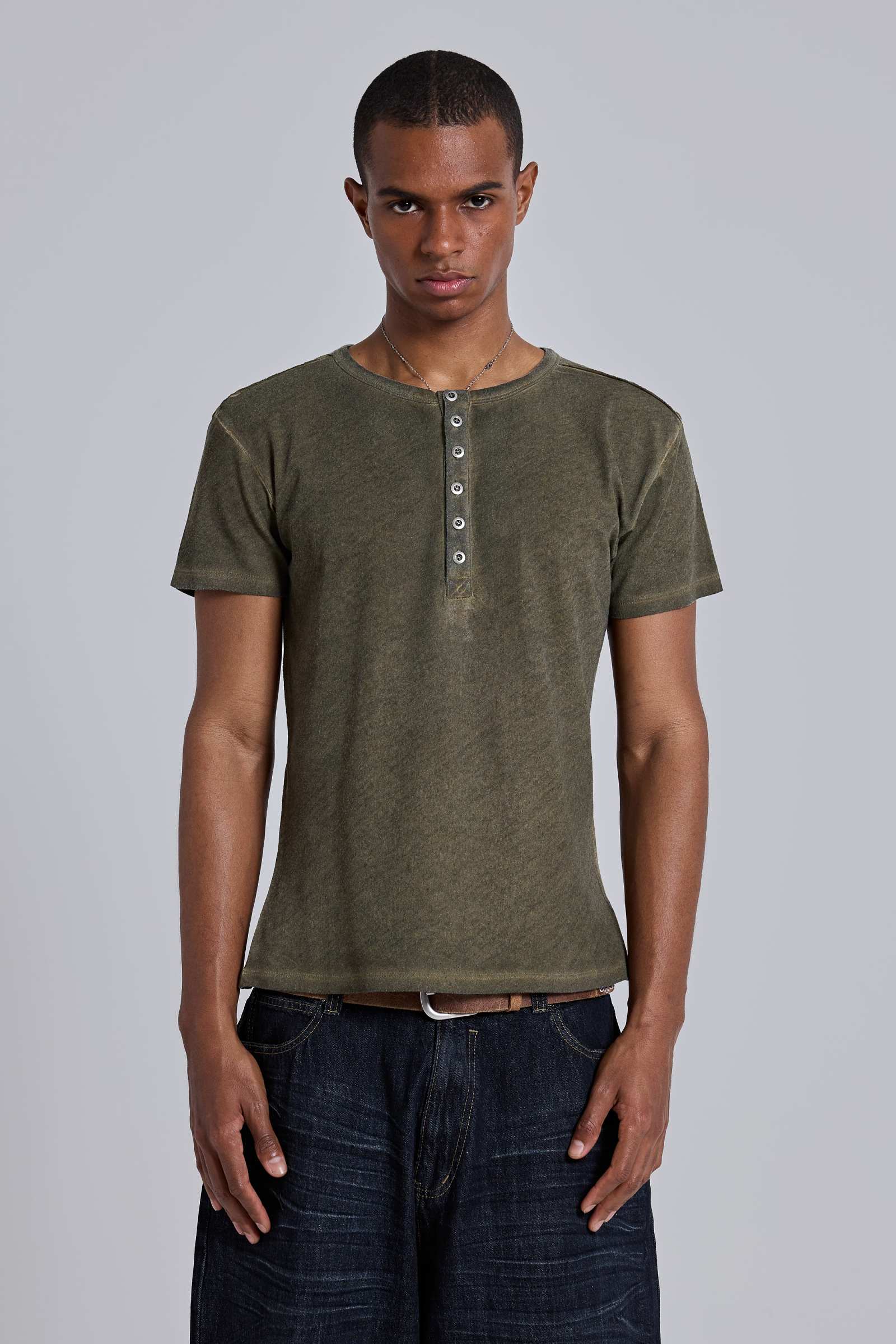 Khaki Haze Henley T-Shirt