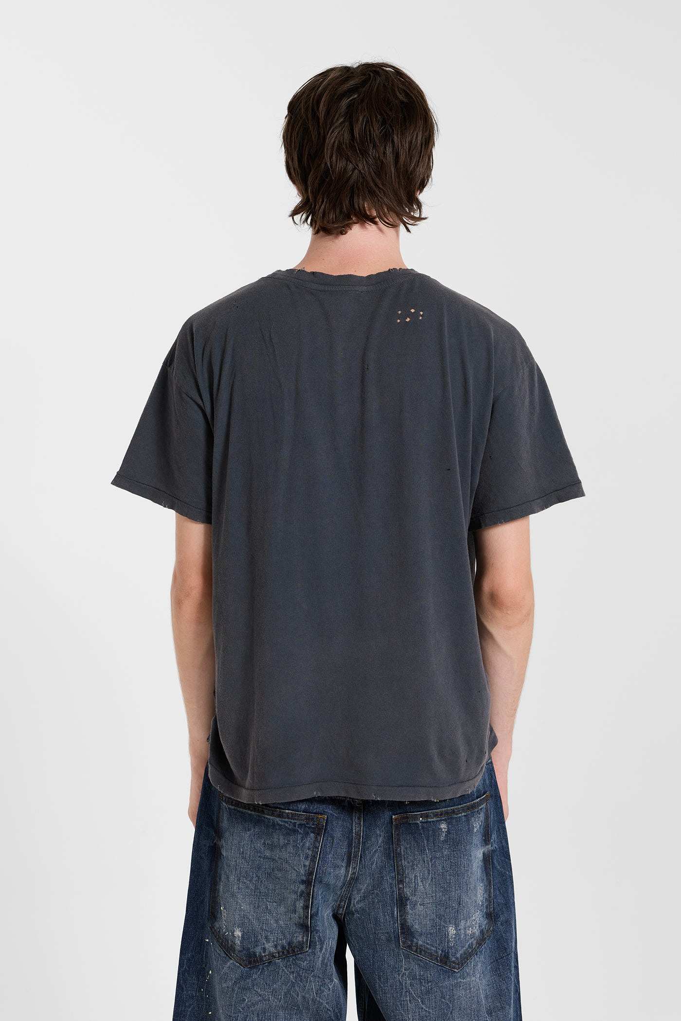Washed Black Cropped Moth T-Shirt