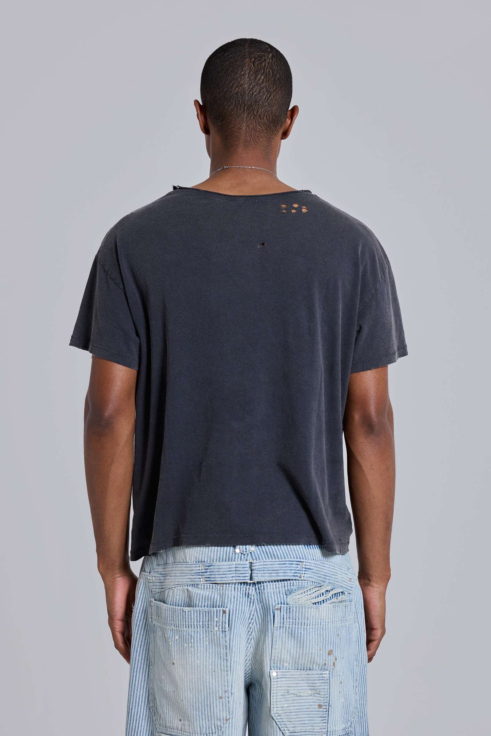Washed Black Cropped Moth T-Shirt