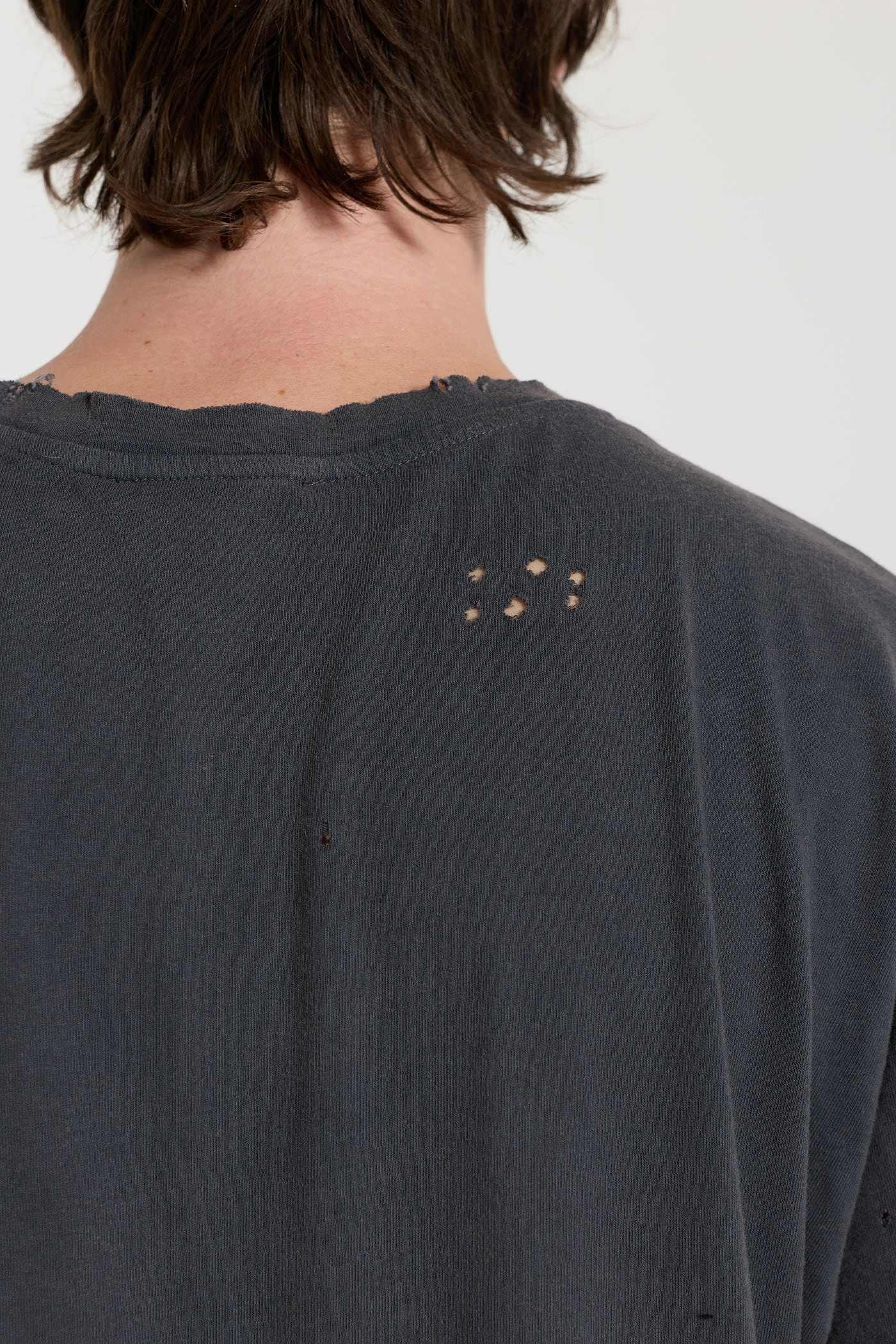 Washed Black Cropped Moth T-Shirt