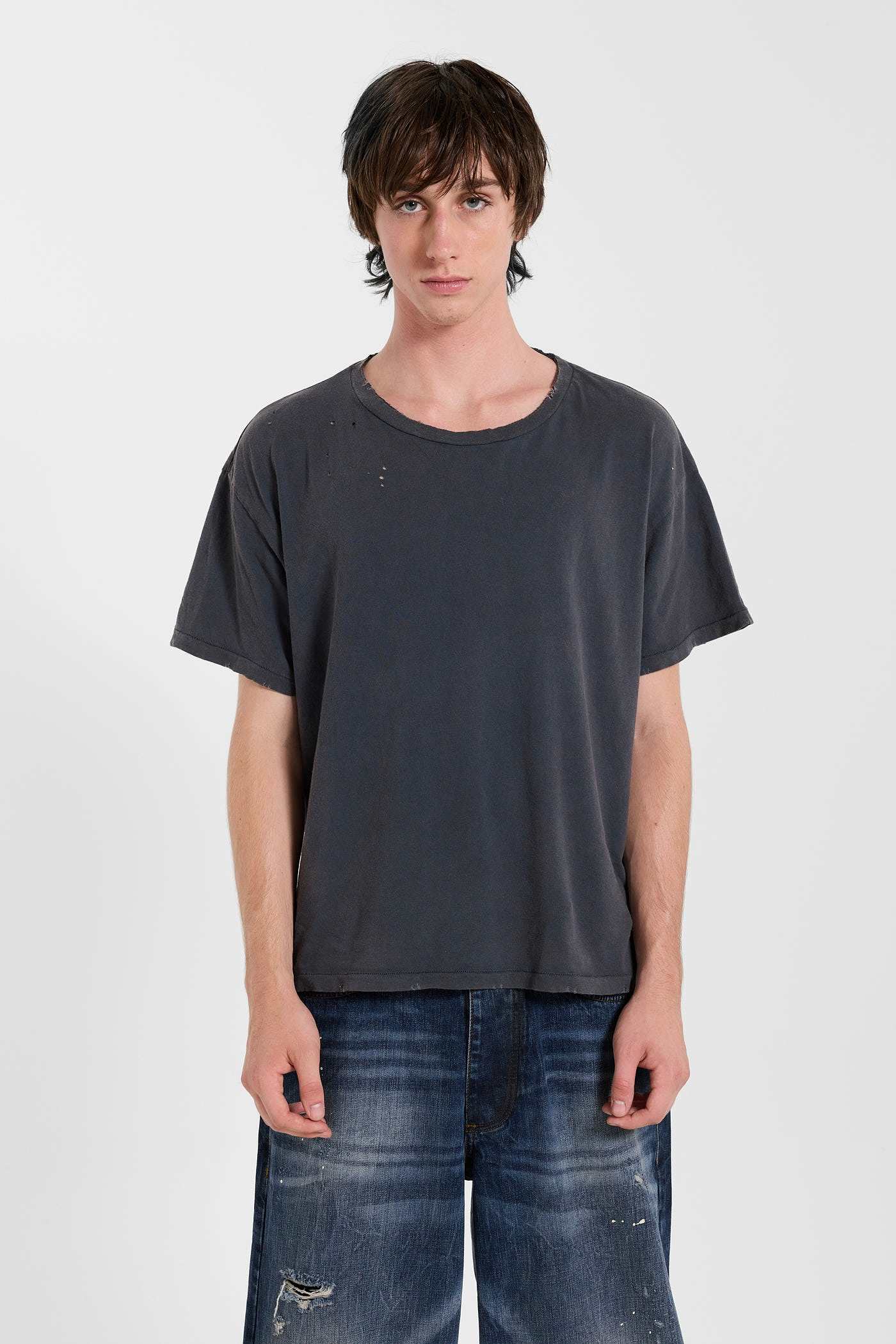Washed Black Cropped Moth T-Shirt