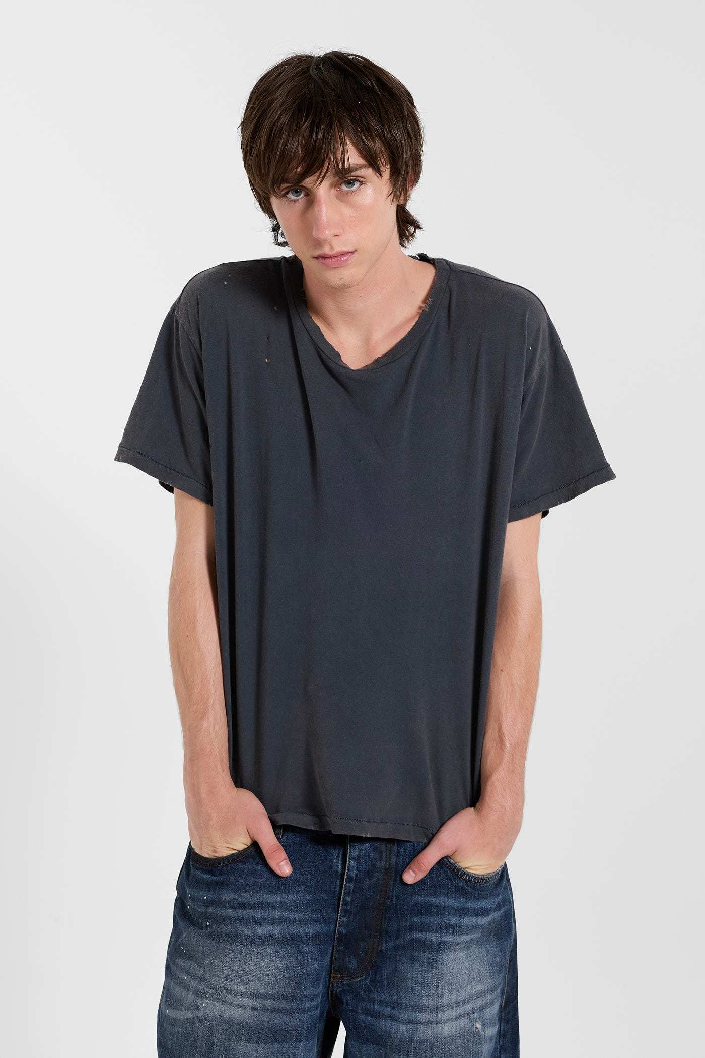 Washed Black Cropped Moth T-Shirt