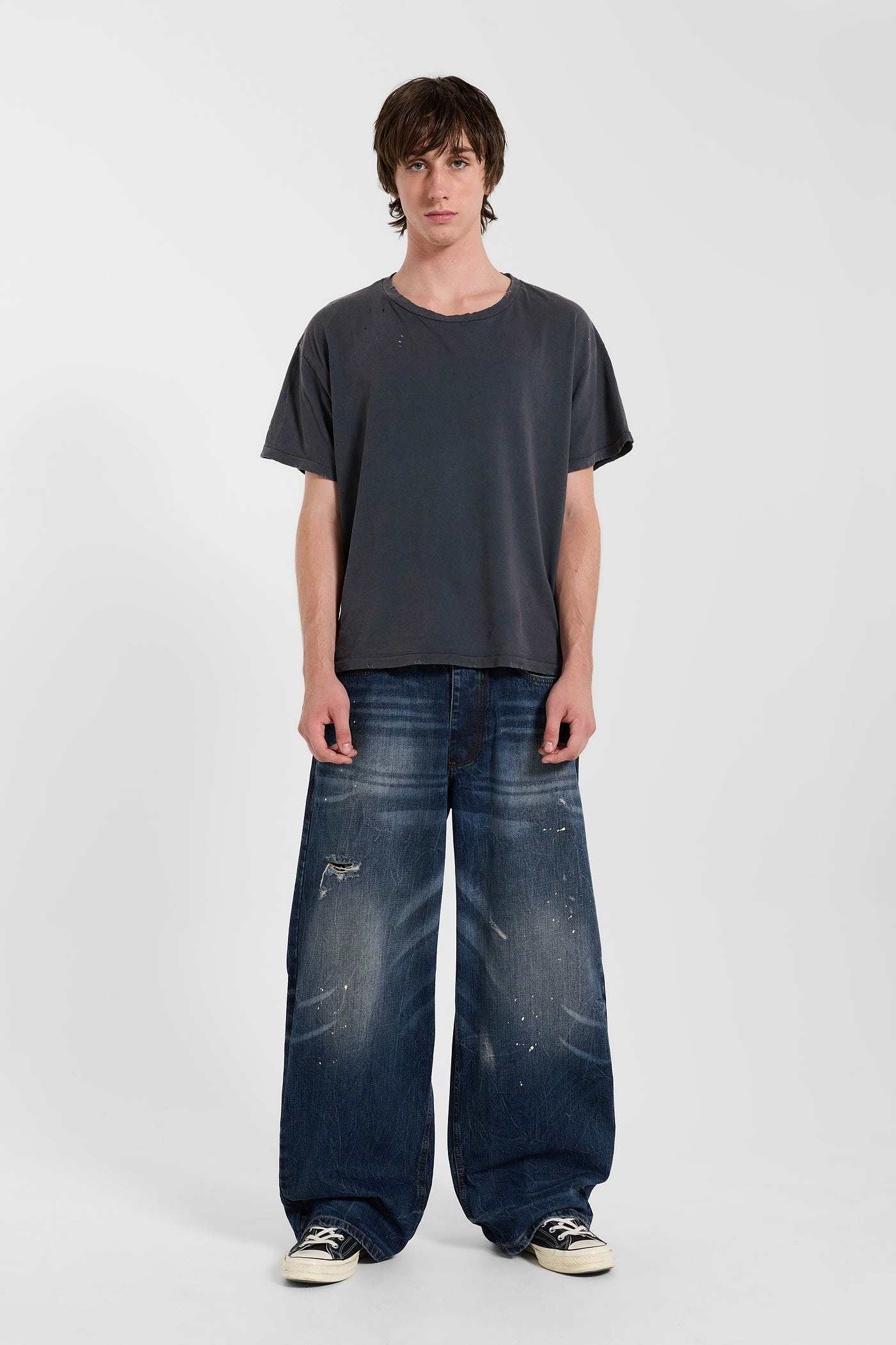 Washed Black Cropped Moth T-Shirt