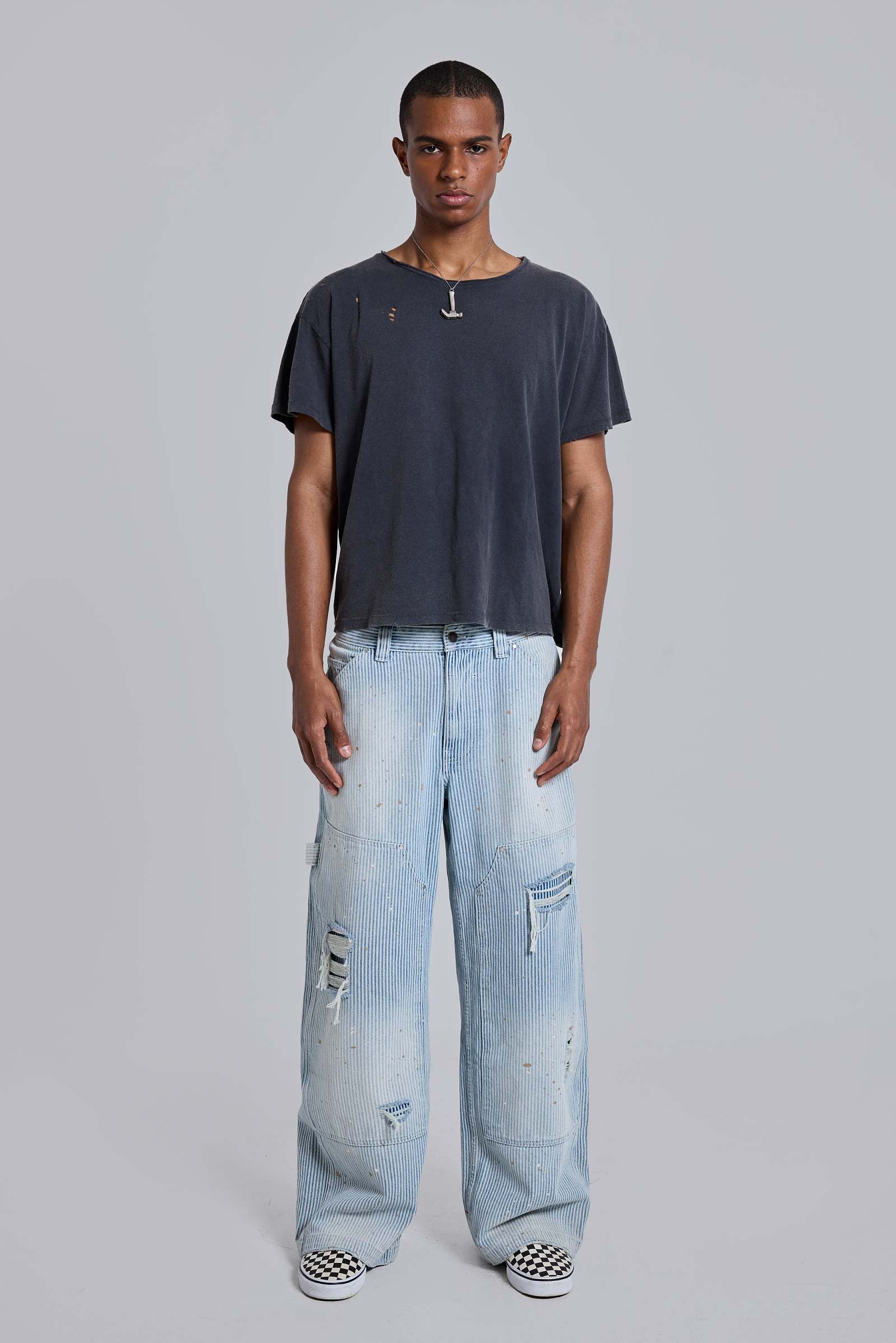 Washed Black Cropped Moth T-Shirt