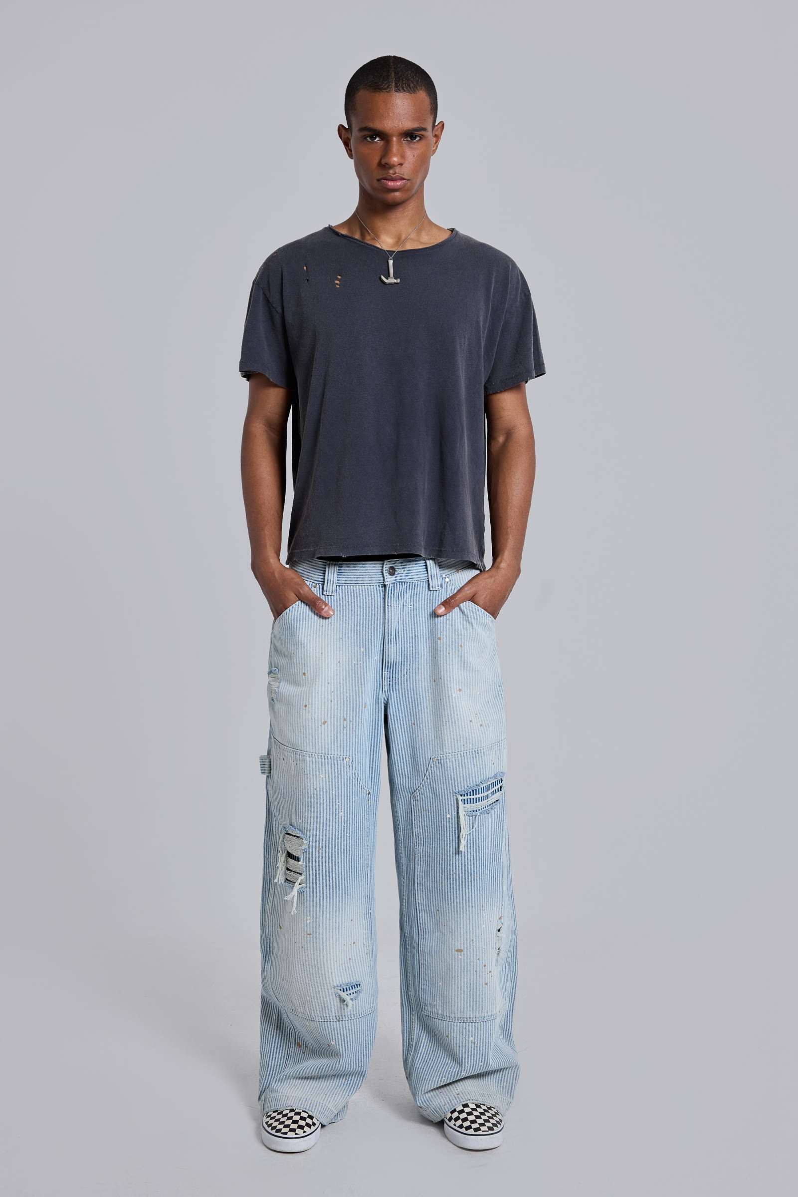Washed Black Cropped Moth T-Shirt