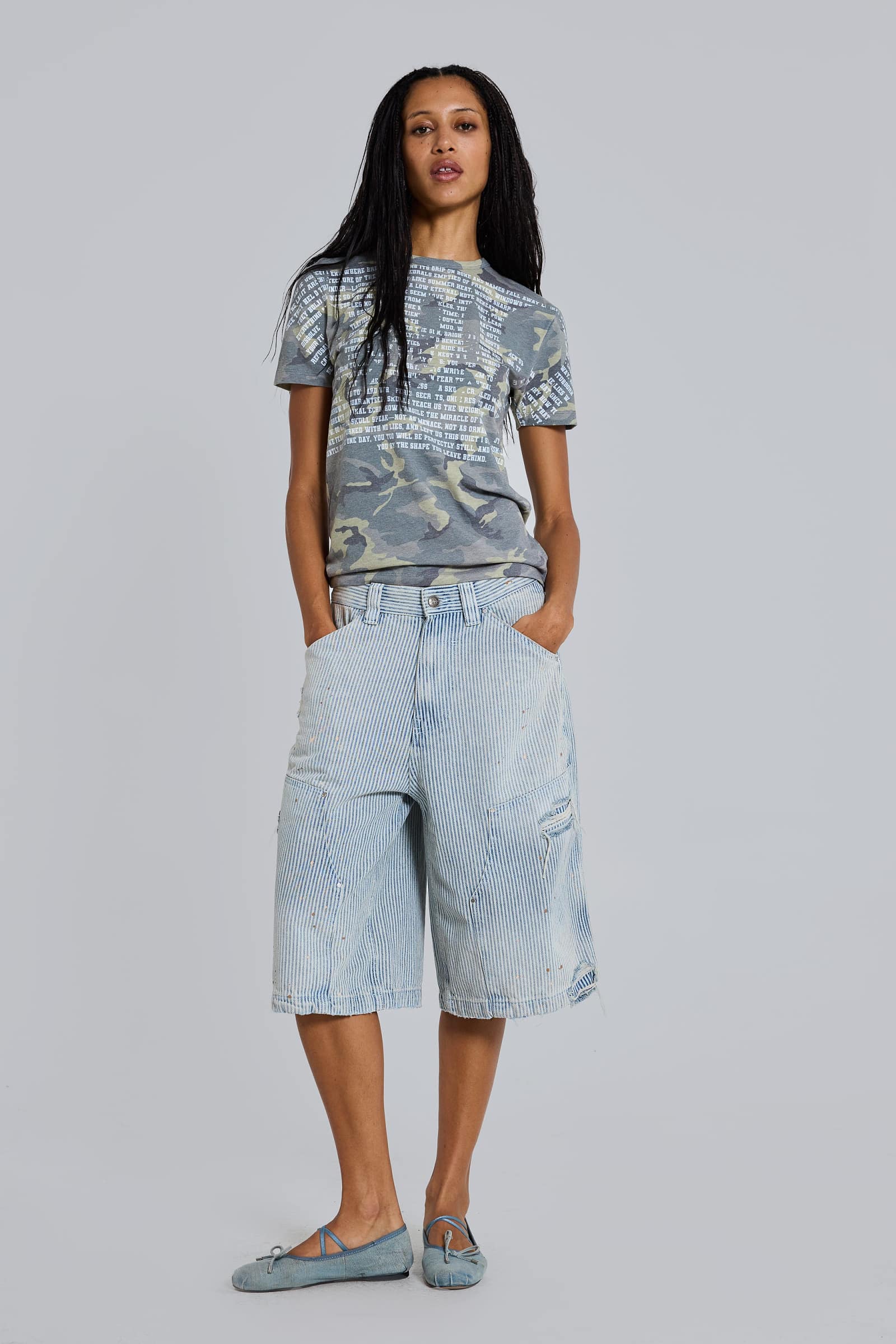Pinstripe Double Knee Carpenter Jorts
