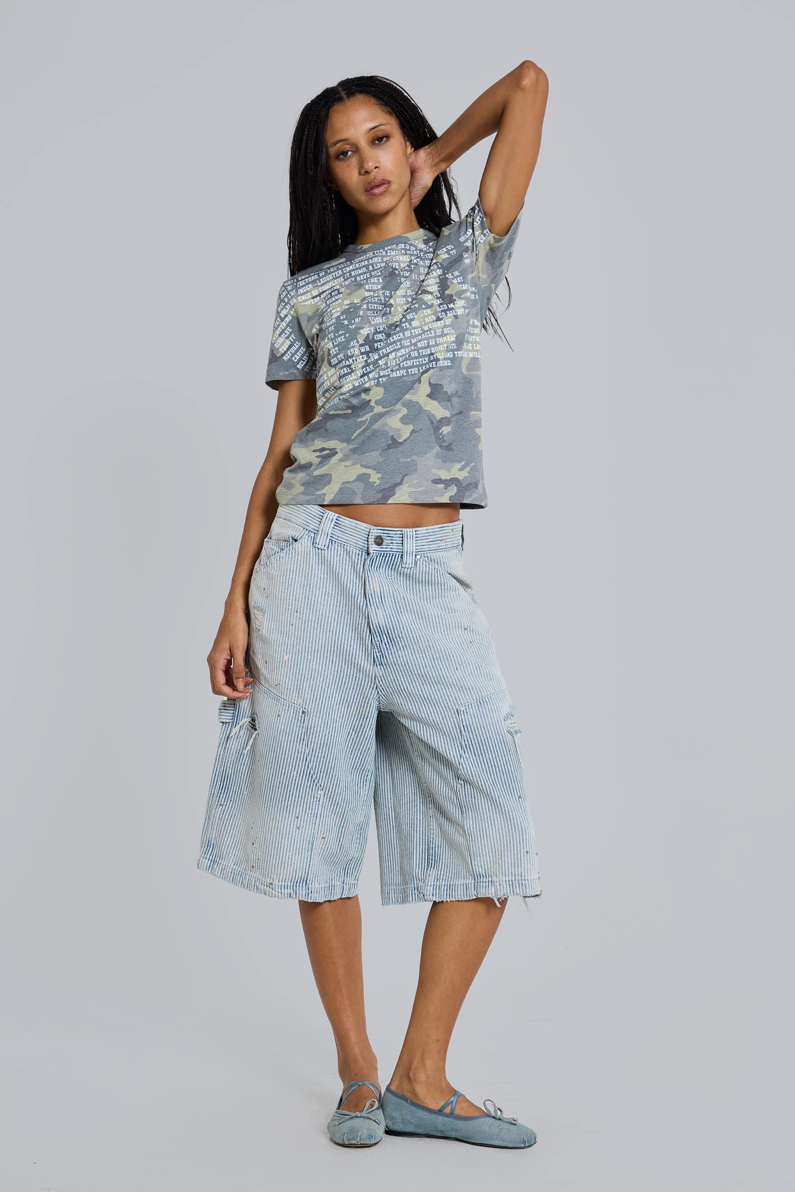 Pinstripe Double Knee Carpenter Jorts