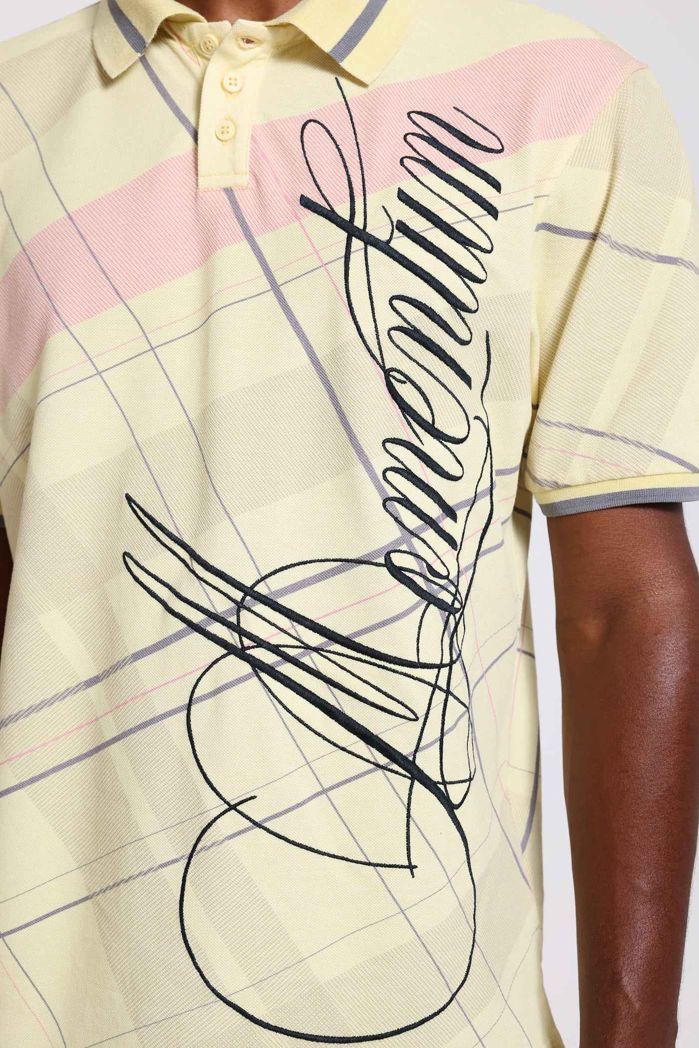 Yellow Momentum Check Polo Top