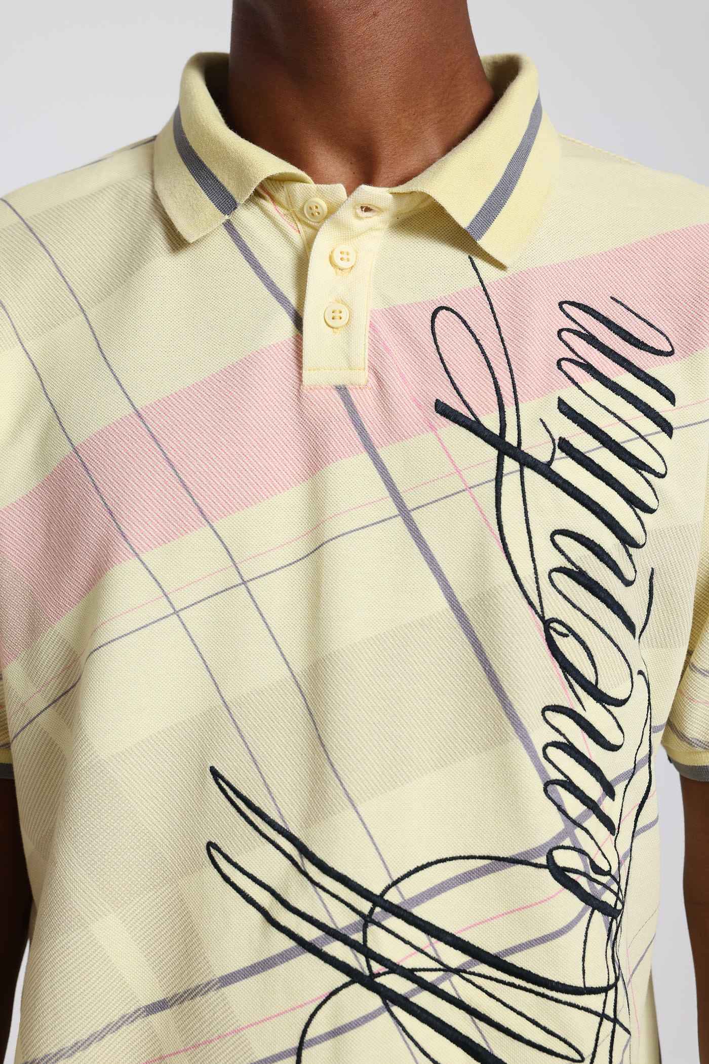 Yellow Momentum Check Polo Top – view 4