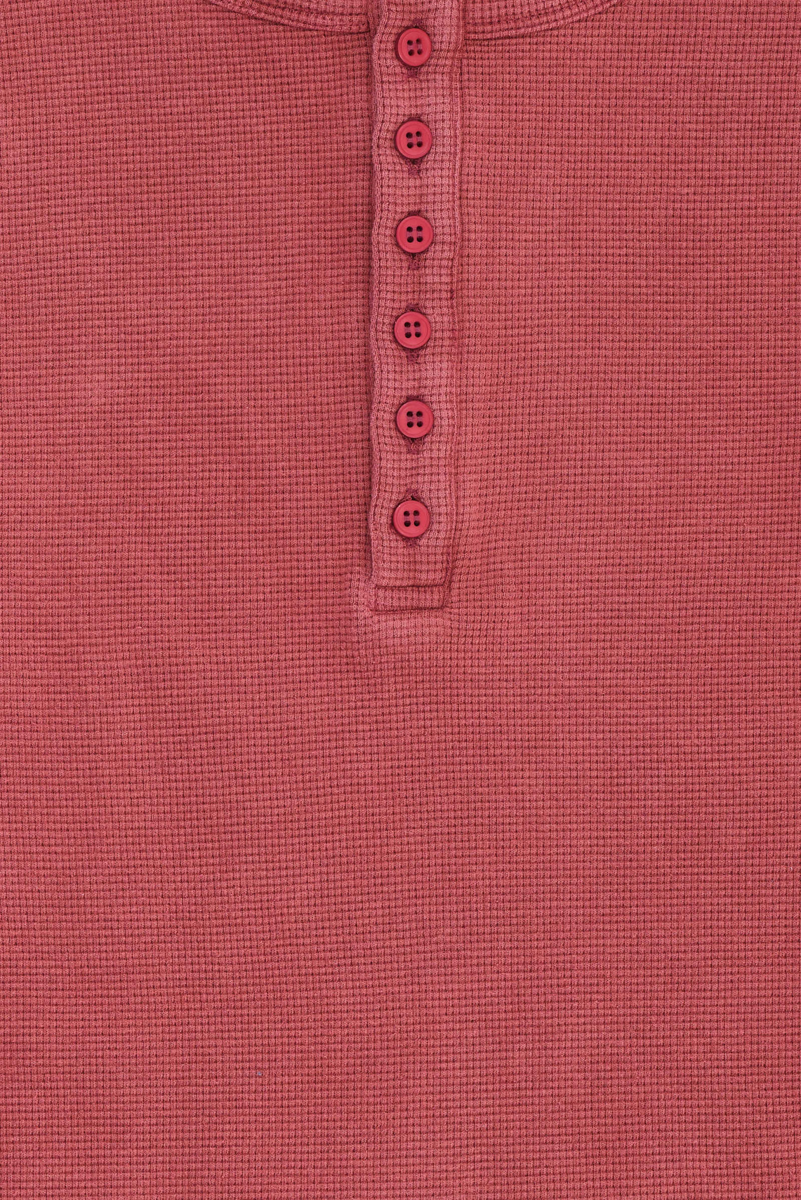 Red Waffle Henley Top