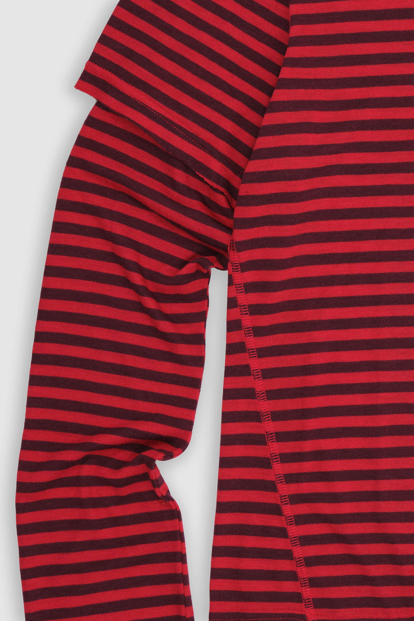 Red And Black Stripe Double Layer Ls Top