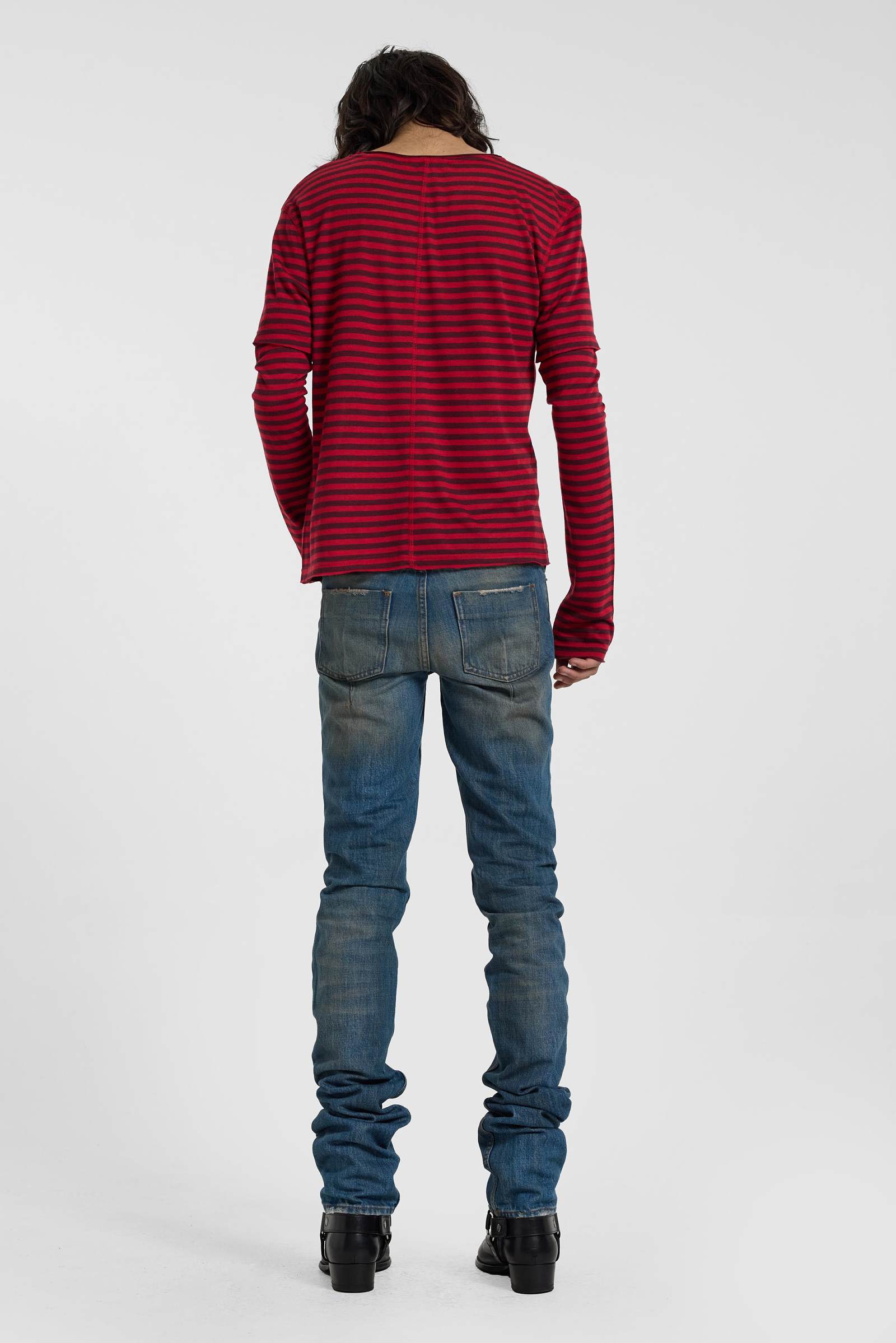 Red And Black Stripe Double Layer Ls Top