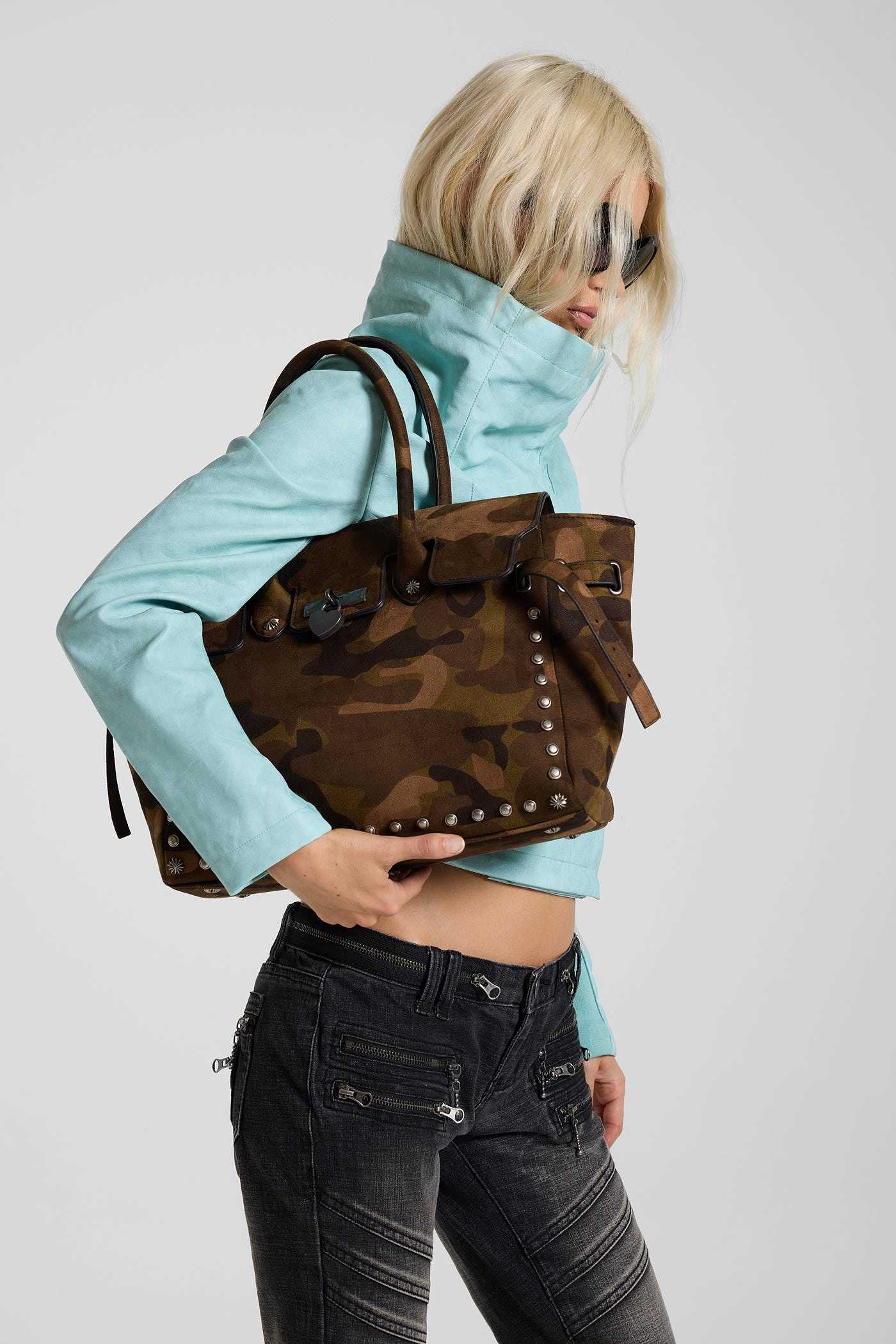 Kendra Camo PU Suede Bag