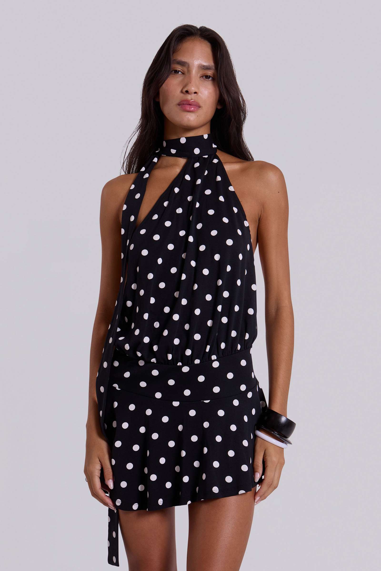Enya Backless Mini Dress in XL Polkadot