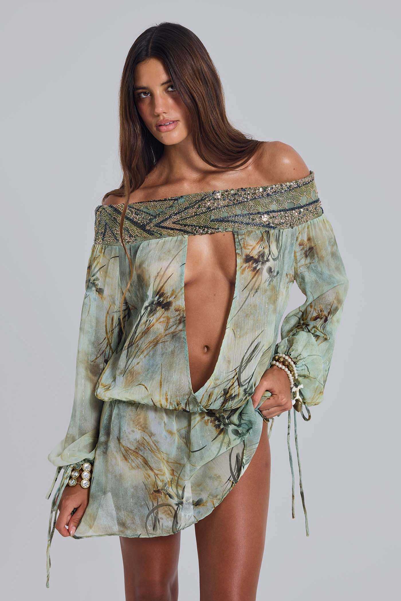 Breccia Embellished Mini Dress
