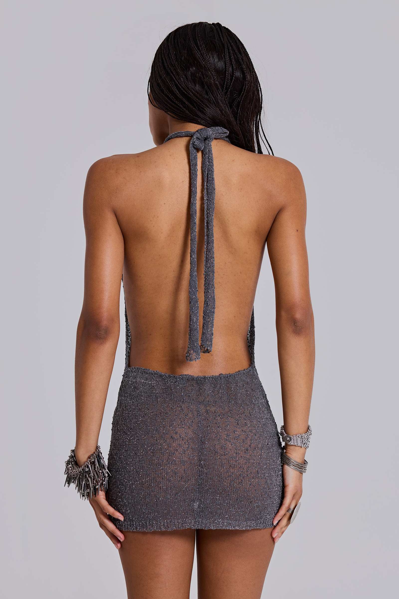 Infinity Knit Halter Mini Dress in Gunmetal | Jaded London | Clothing Infinity Knit Halter Mini Dress in Gunmetal | Jaded London | Clothing