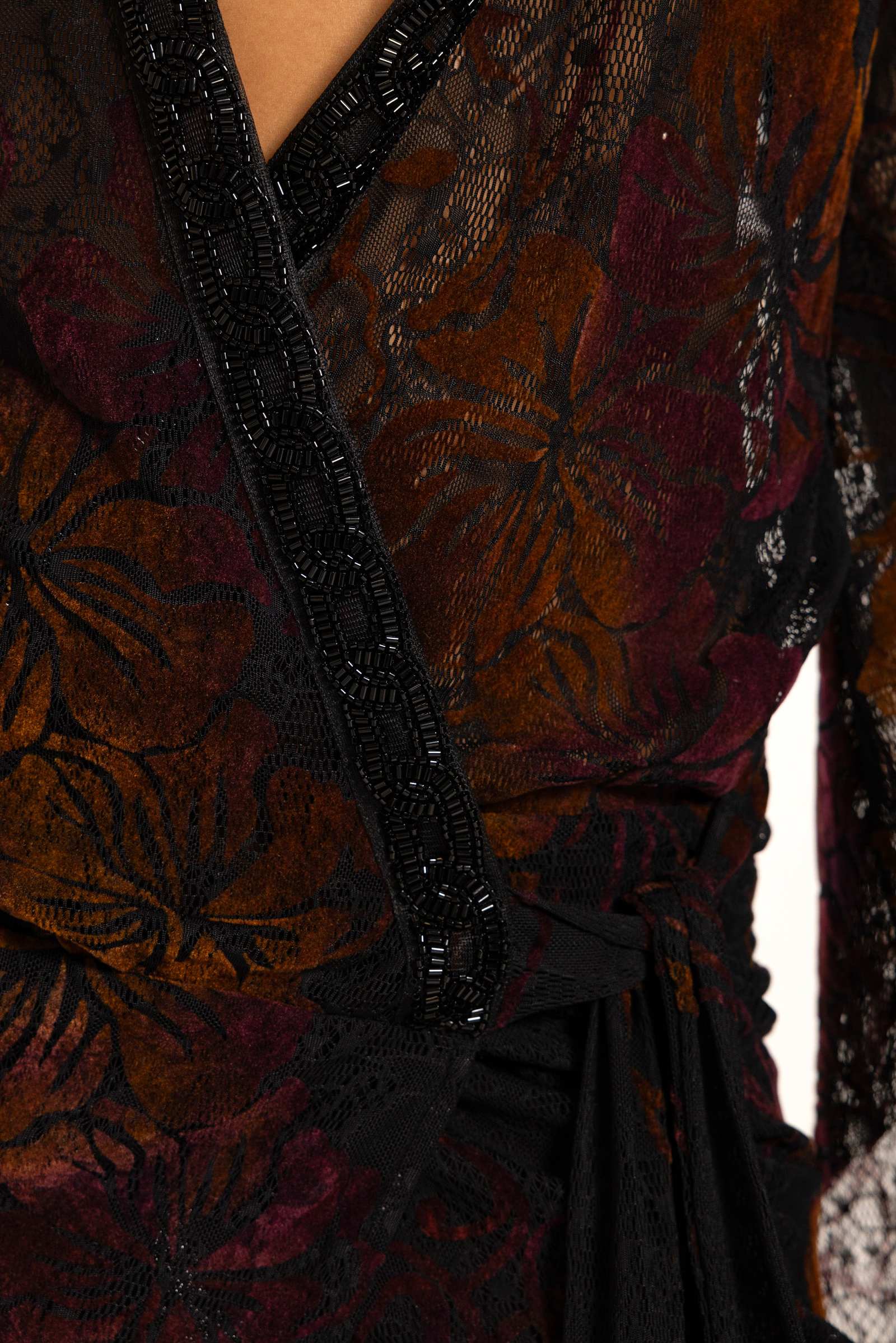 Iberis Devore Lace Wrap Mini Dress