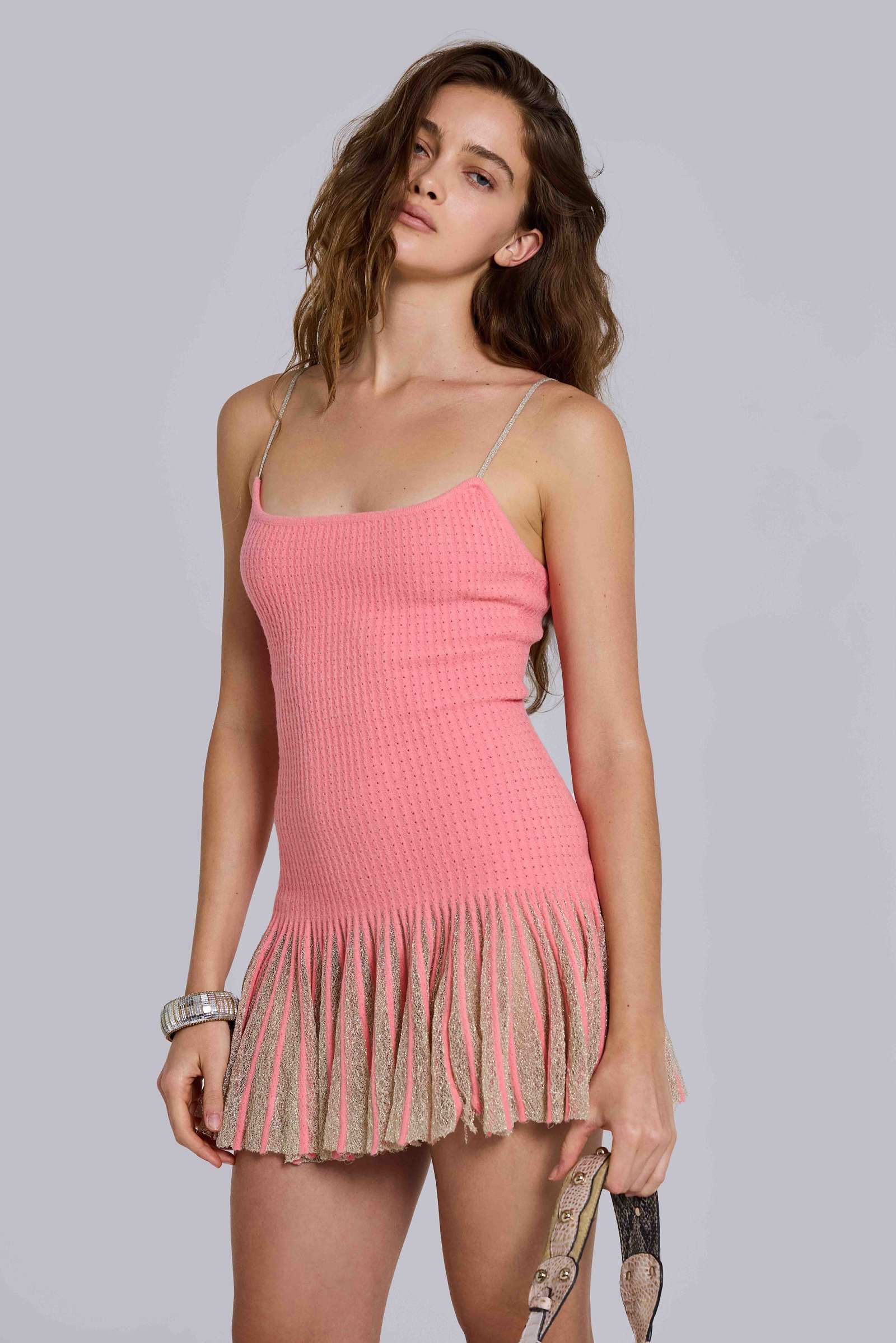 Isen Knit Mini Dress in Coral