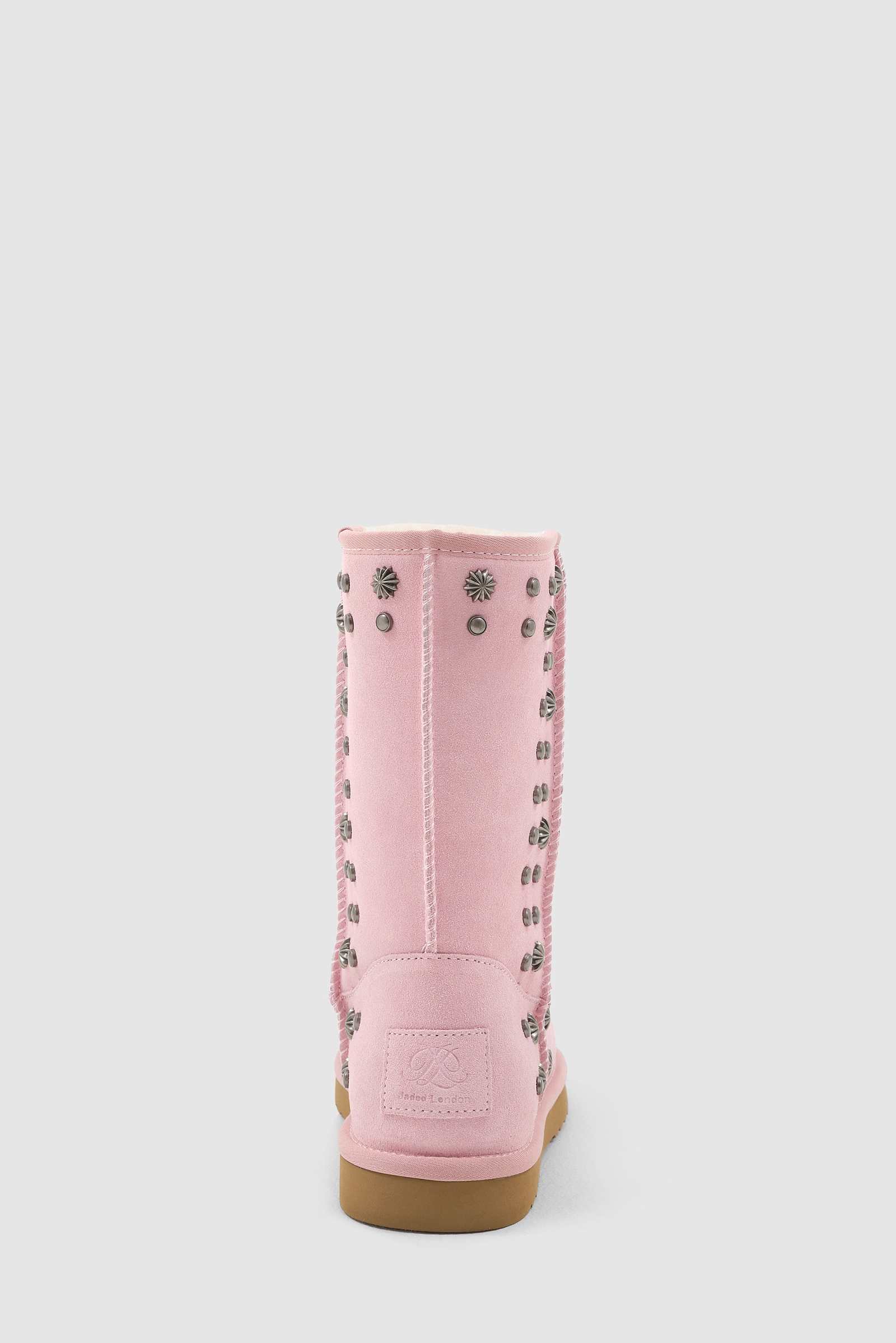Bolted Stud Shearling Boots in Pink