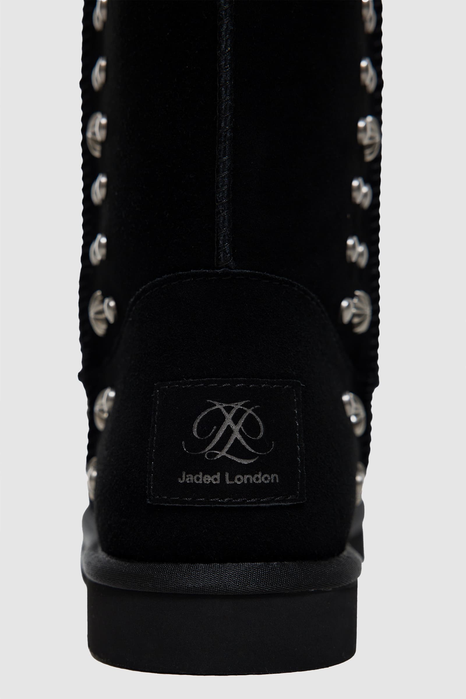 Bolted Stud Shearling Boots in Black