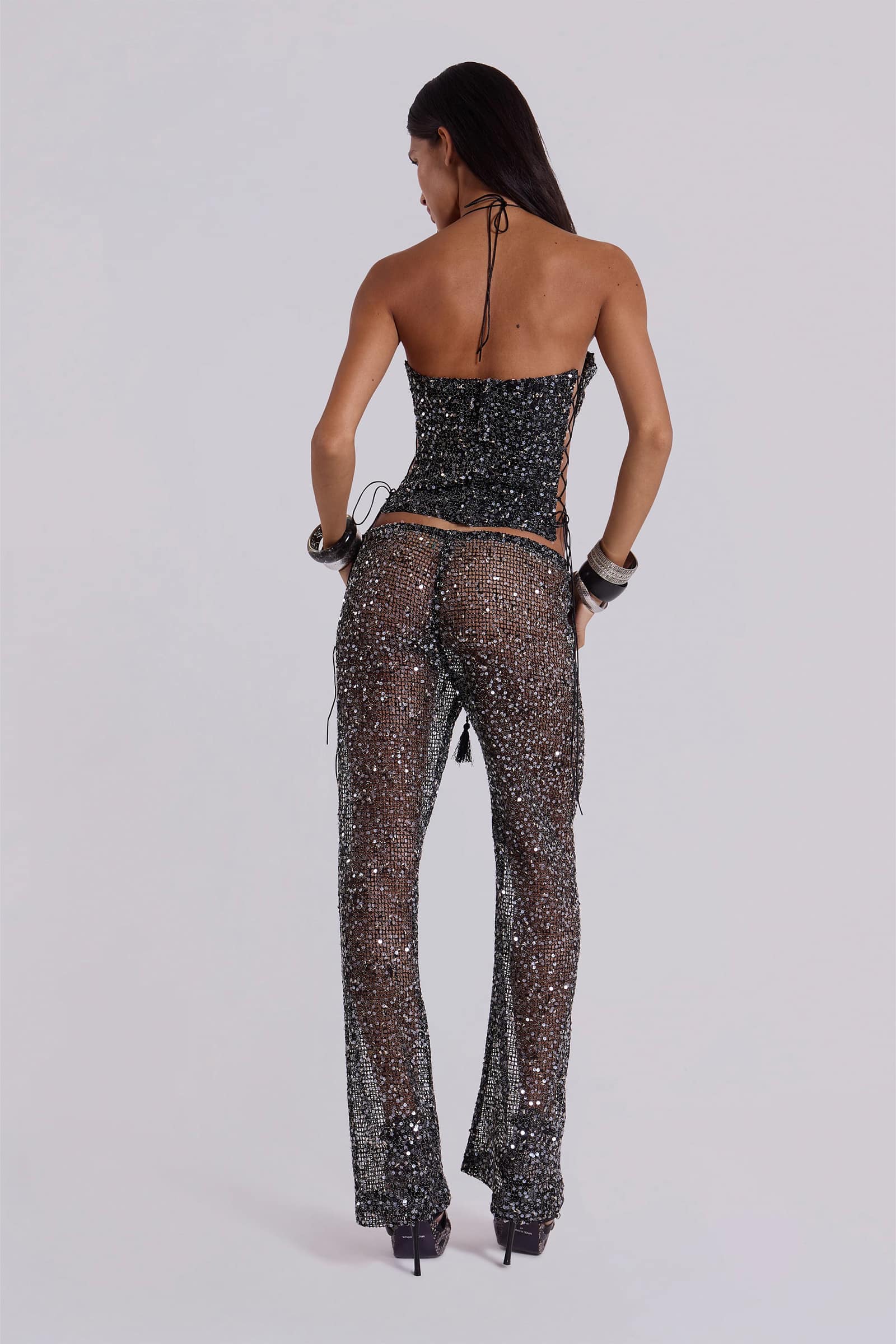 Deva Sequin Knit Trousers in Midnight