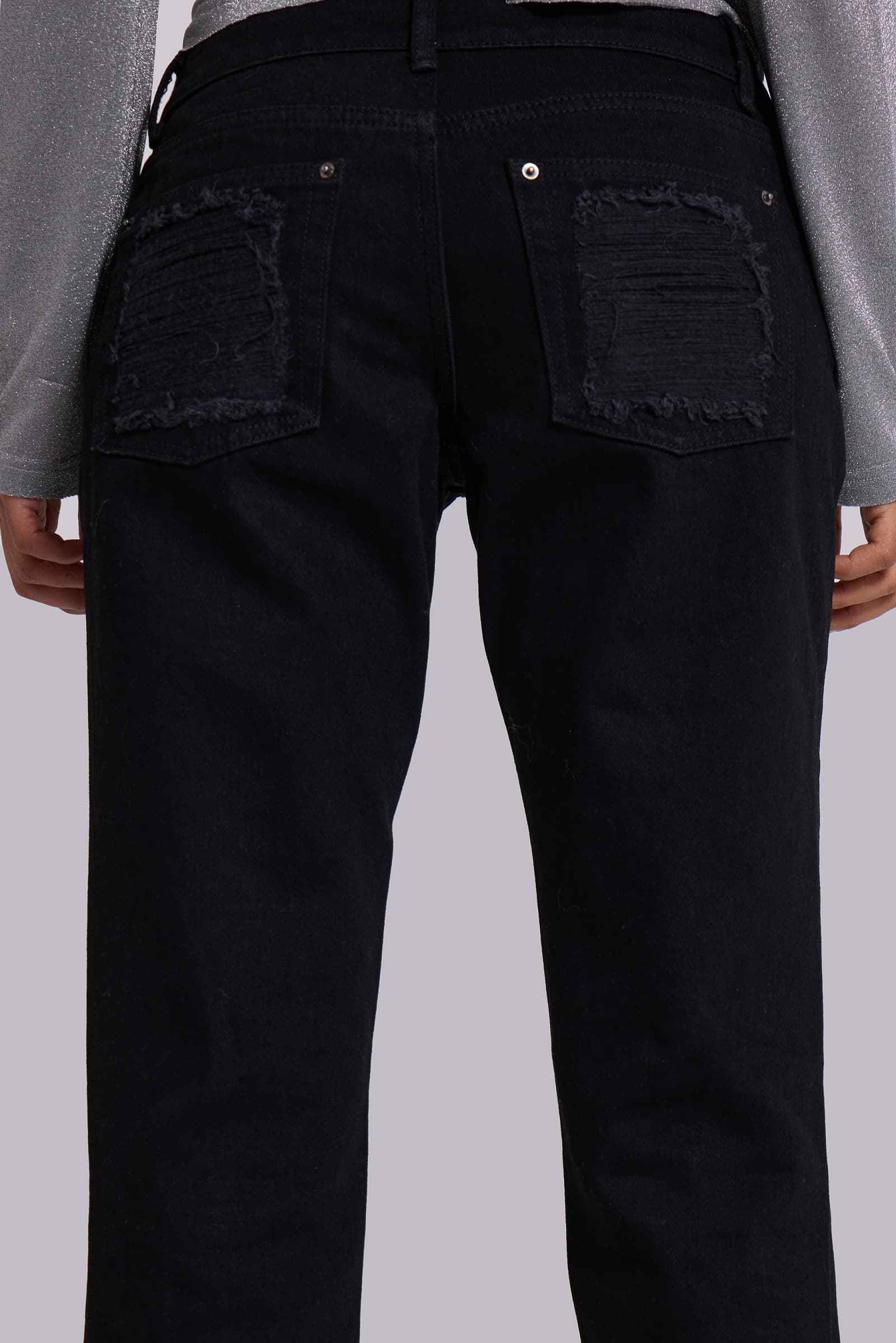 Zain Shredded Bootcut Jeans in Black