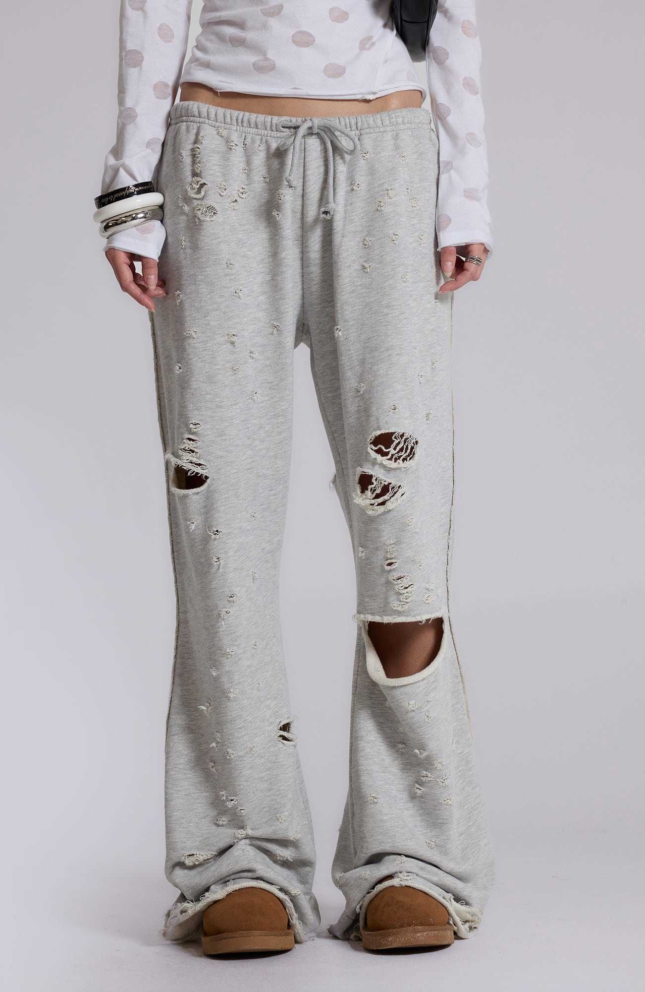Cleo Distressed Slouchy Bootcut Jogger