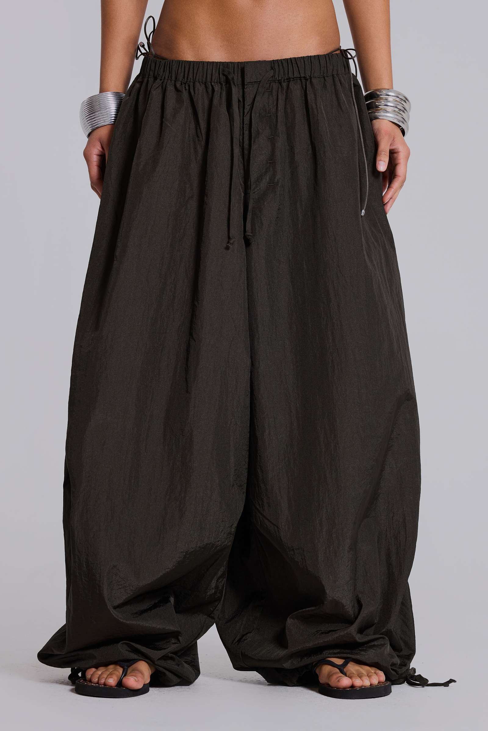 Nexis Nylon Balloon Parachute Pants in Khaki