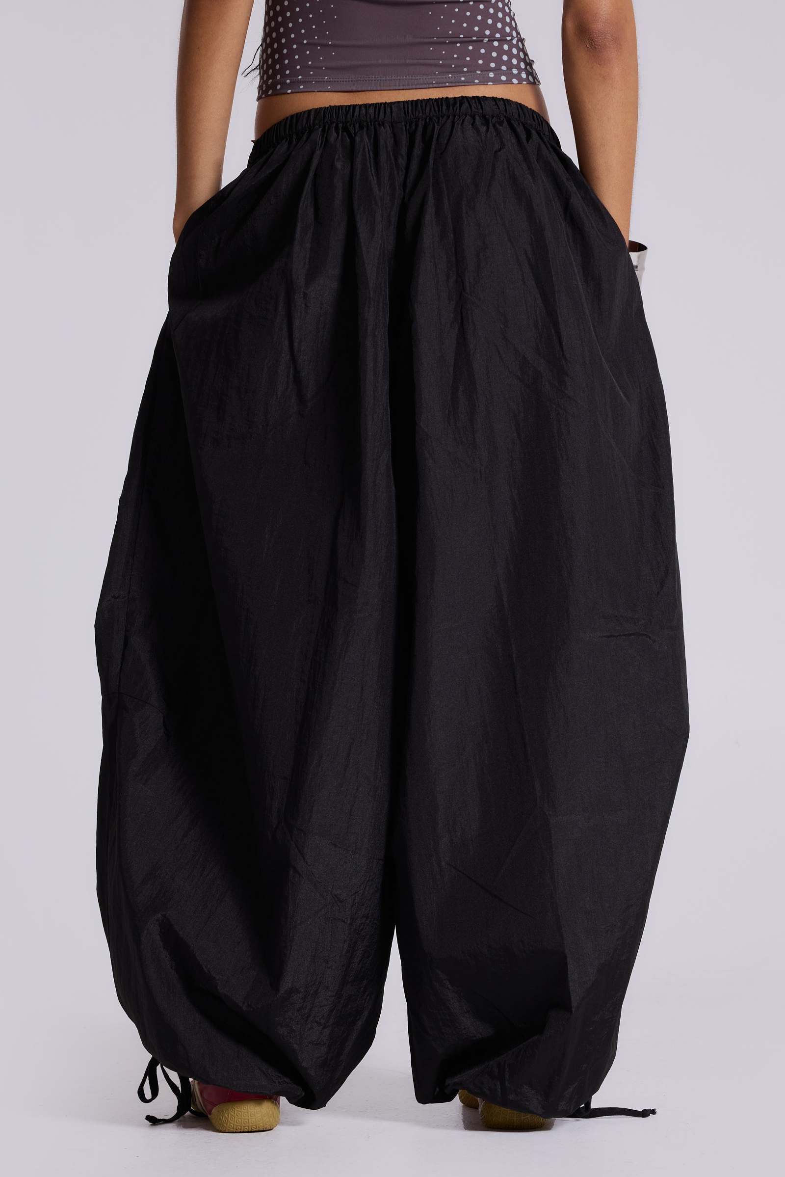 Nexis Nylon Balloon Parachute Pants in Black