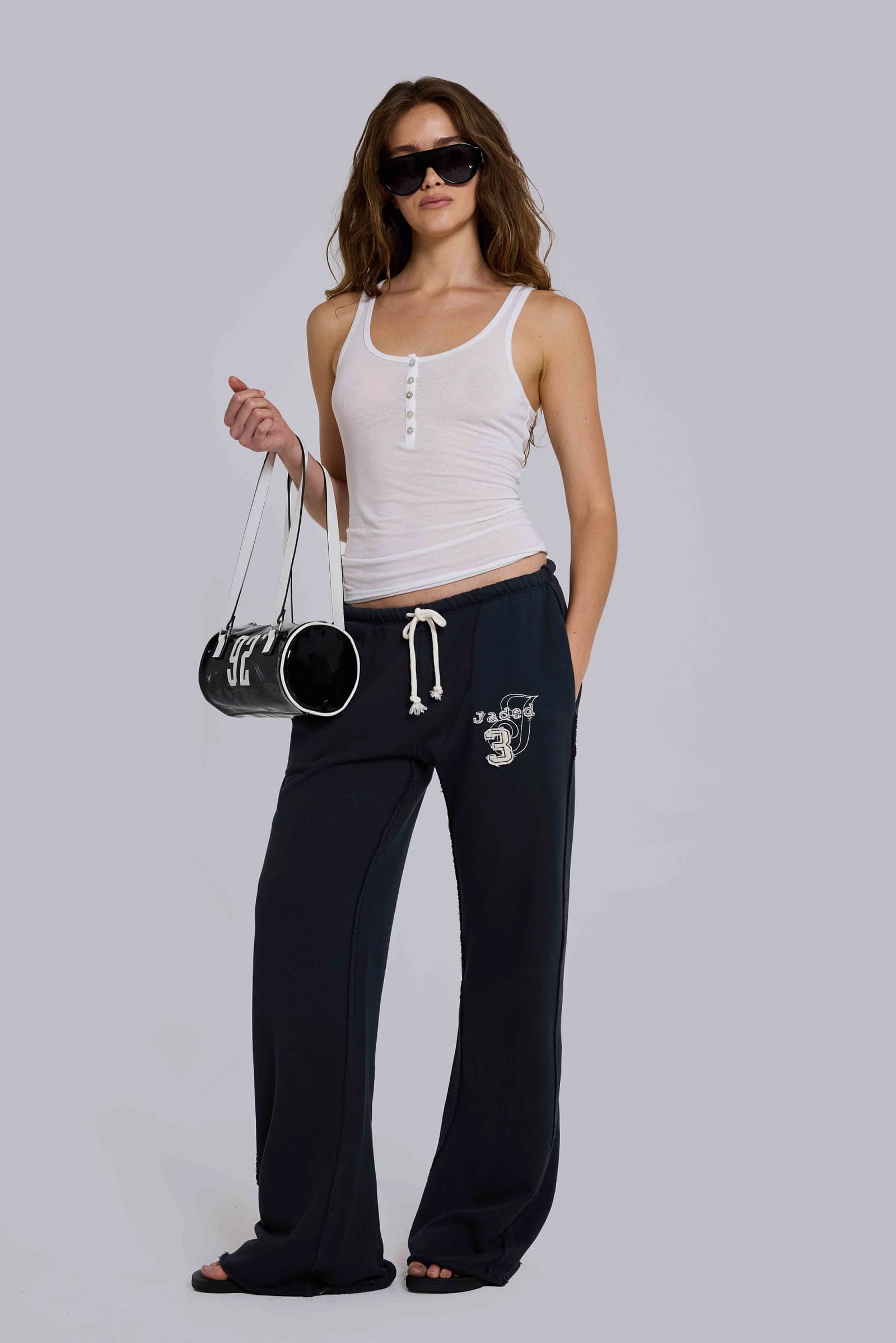 Cleo Slouchy Bootcut Jogger in Black