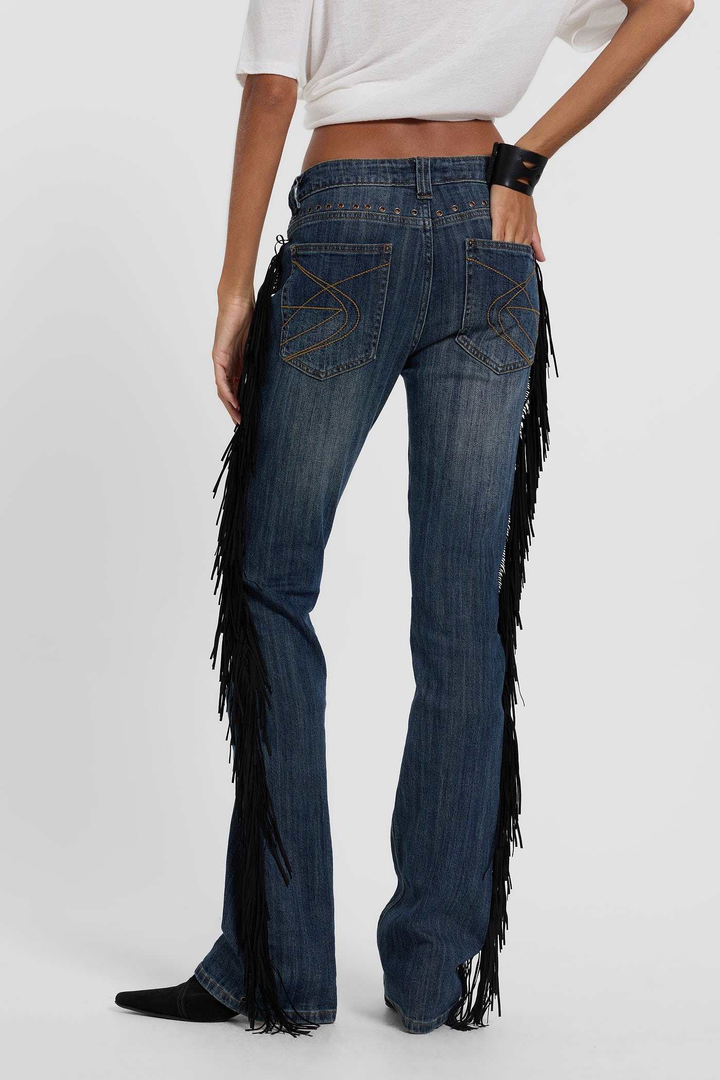 Fringe Bootcut Jeans in Blue Wash