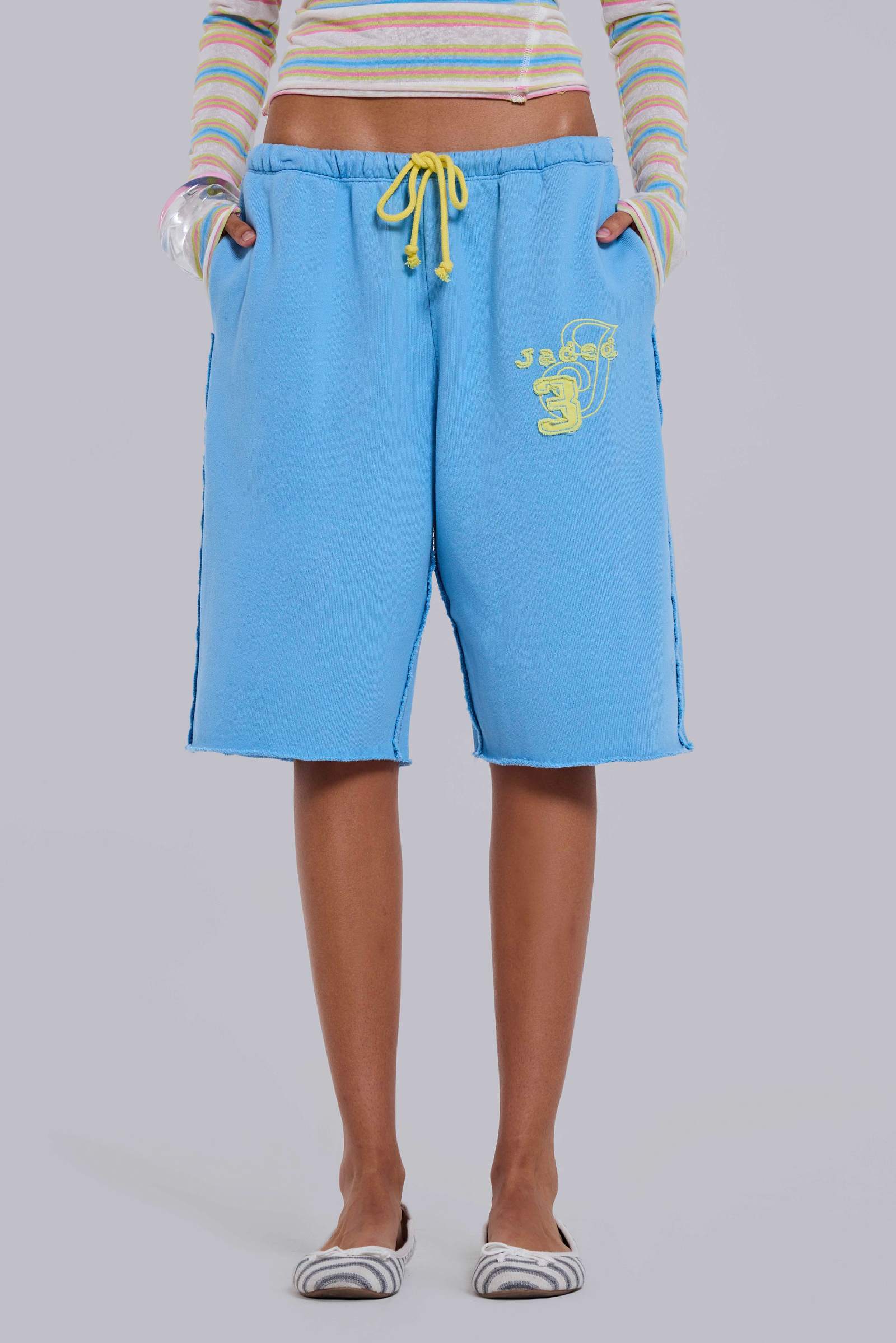 Cleo Slouchy Jogger Shorts in Blue