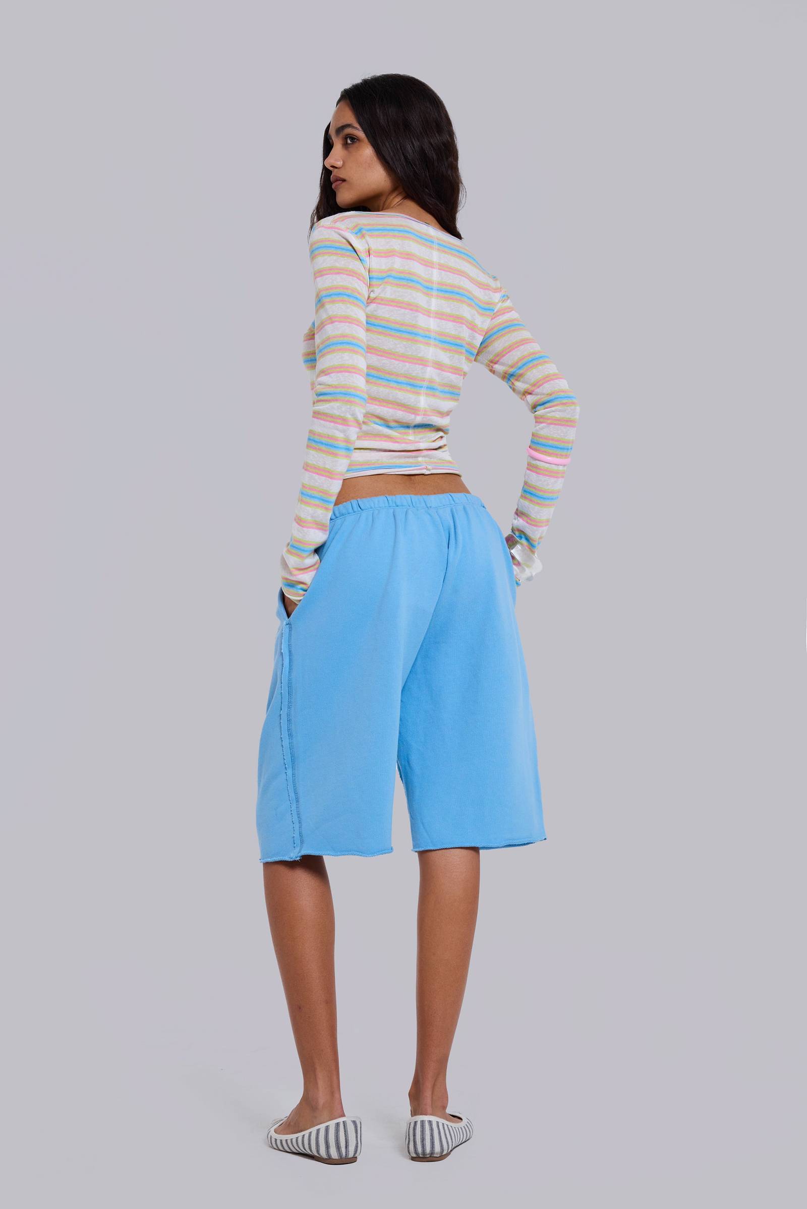Cleo Slouchy Jogger Shorts in Blue
