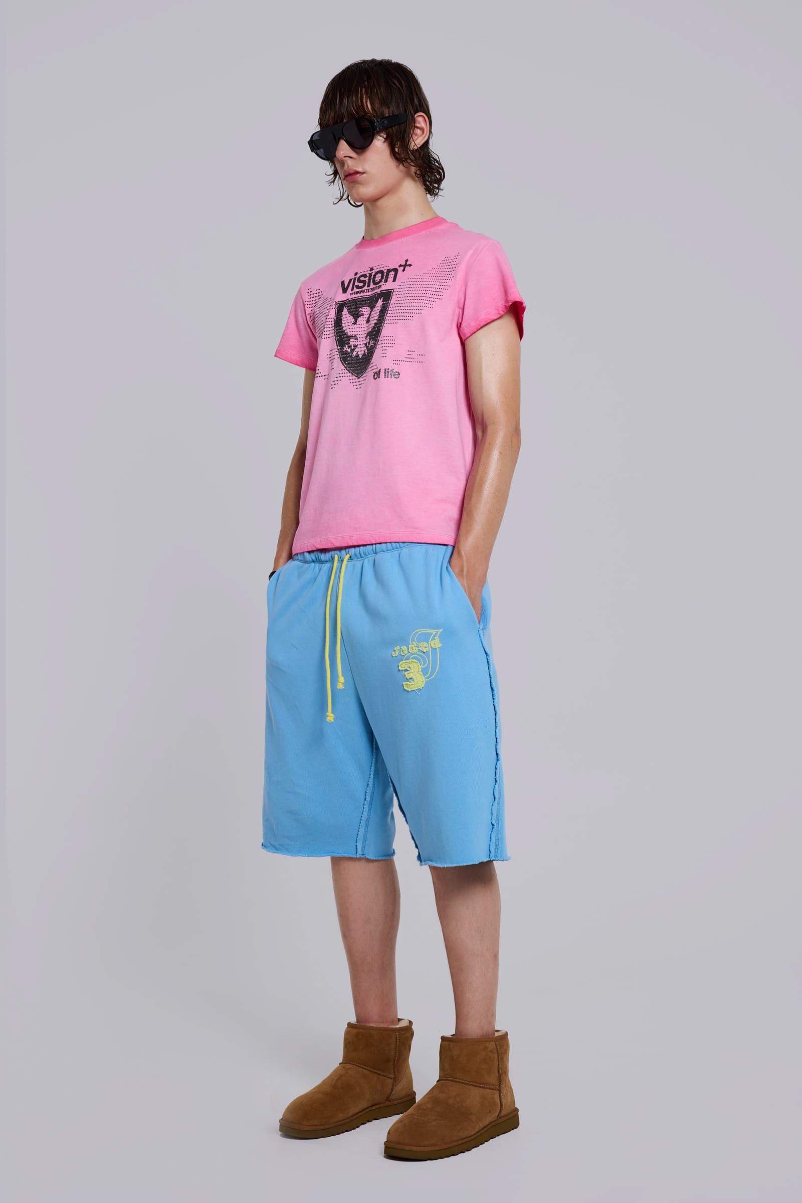 Cleo Slouchy Jogger Shorts in Blue