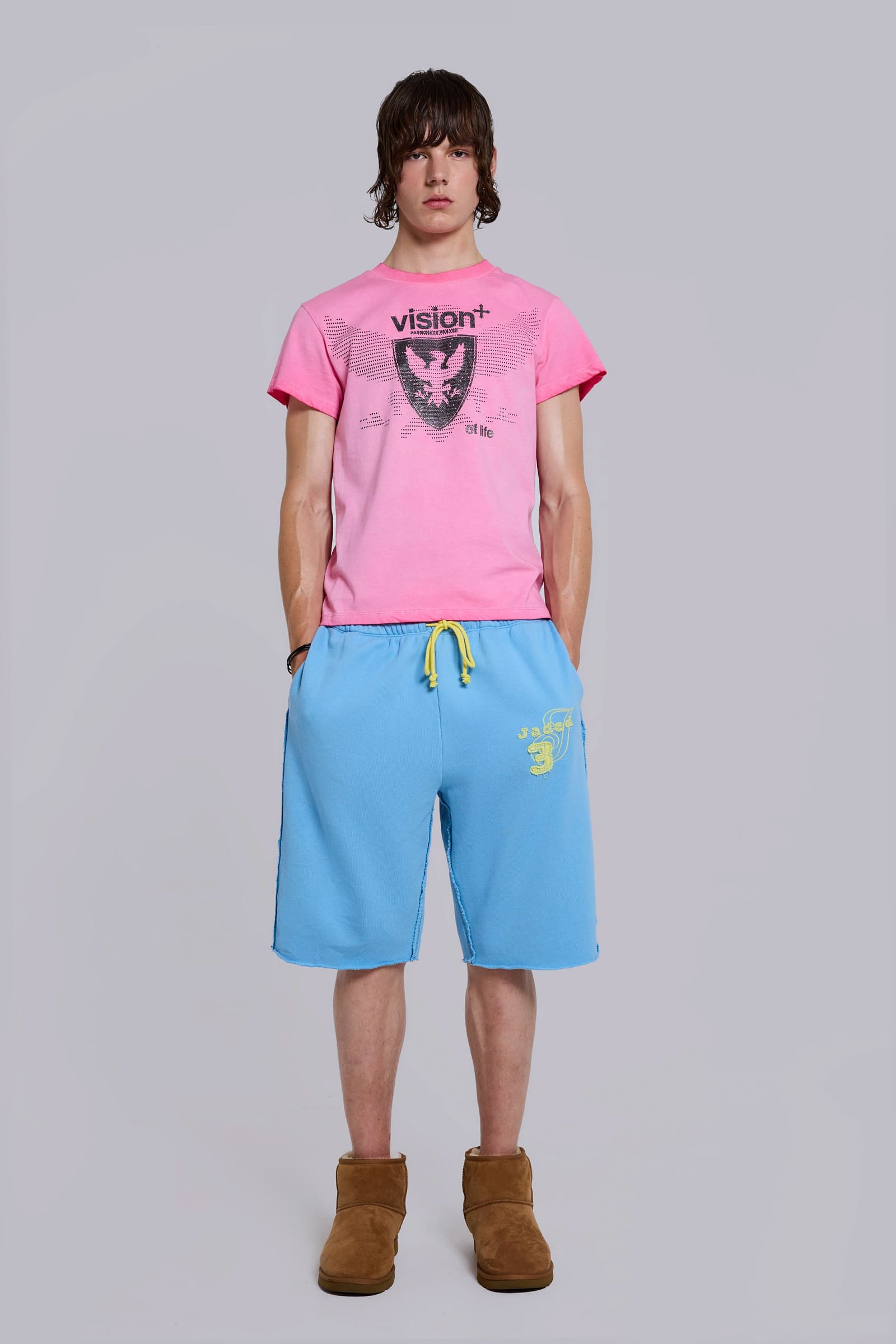 Cleo Slouchy Jogger Shorts in Blue
