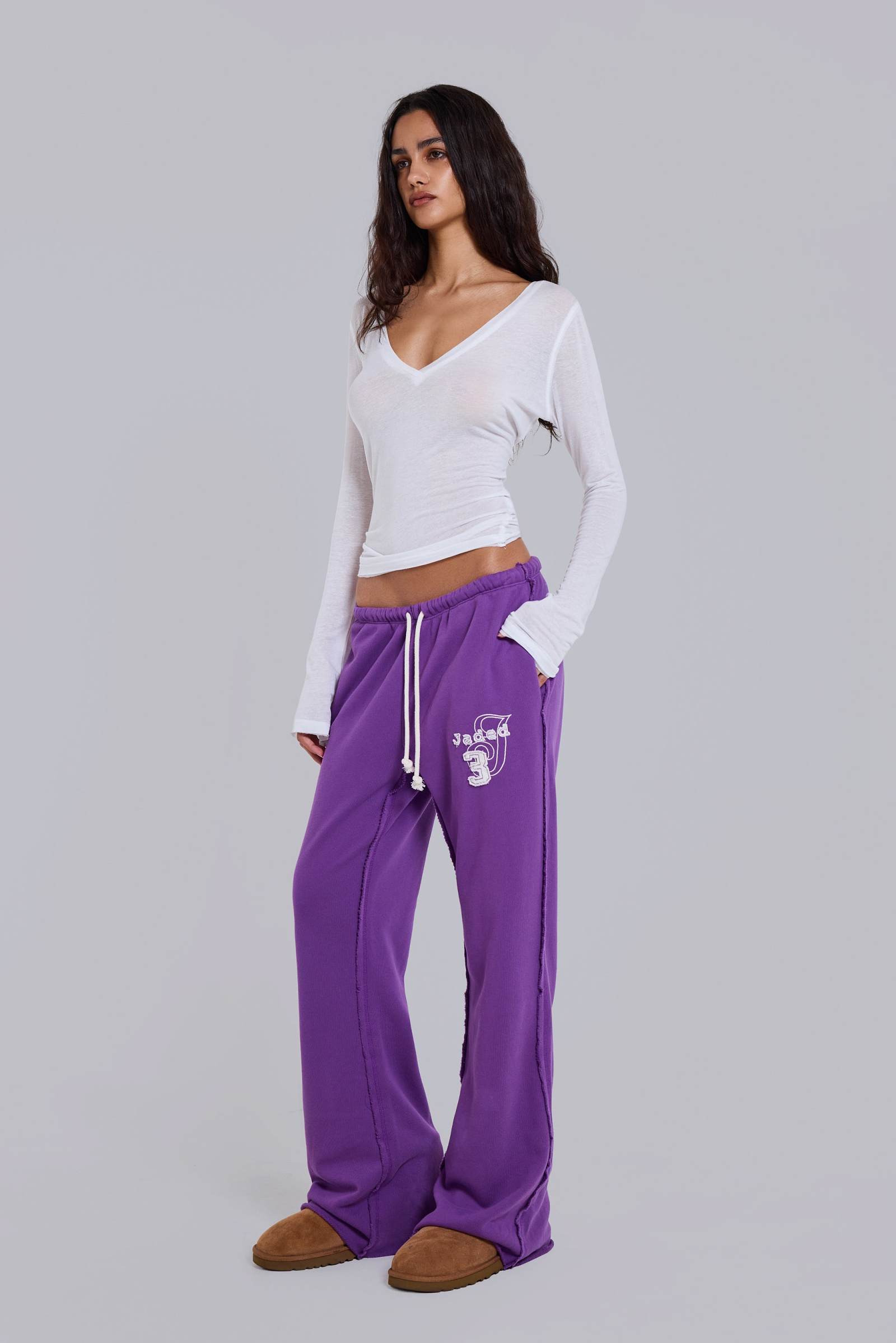 Cleo Slouchy Bootcut Jogger in Purple