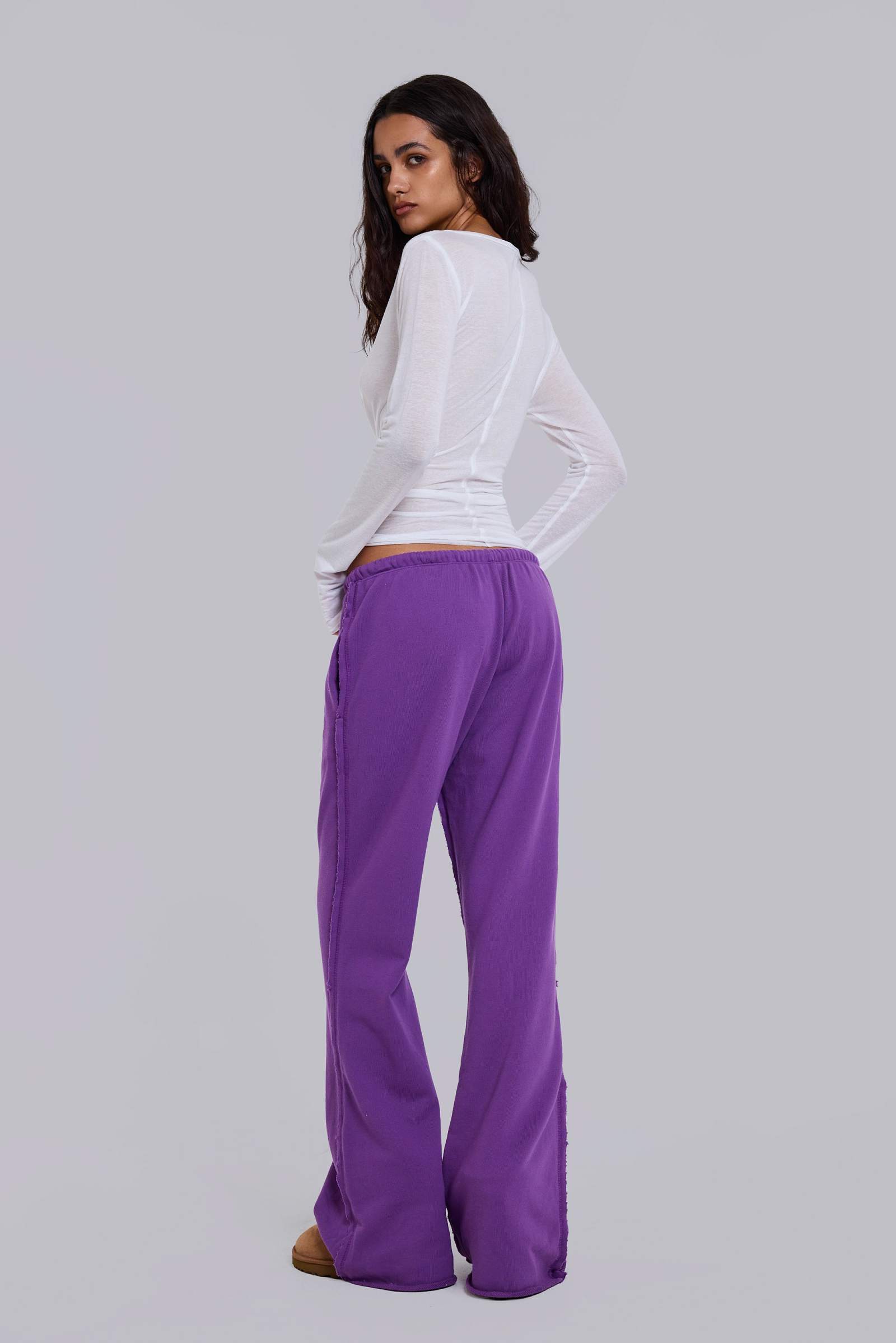 Cleo Slouchy Bootcut Jogger in Purple