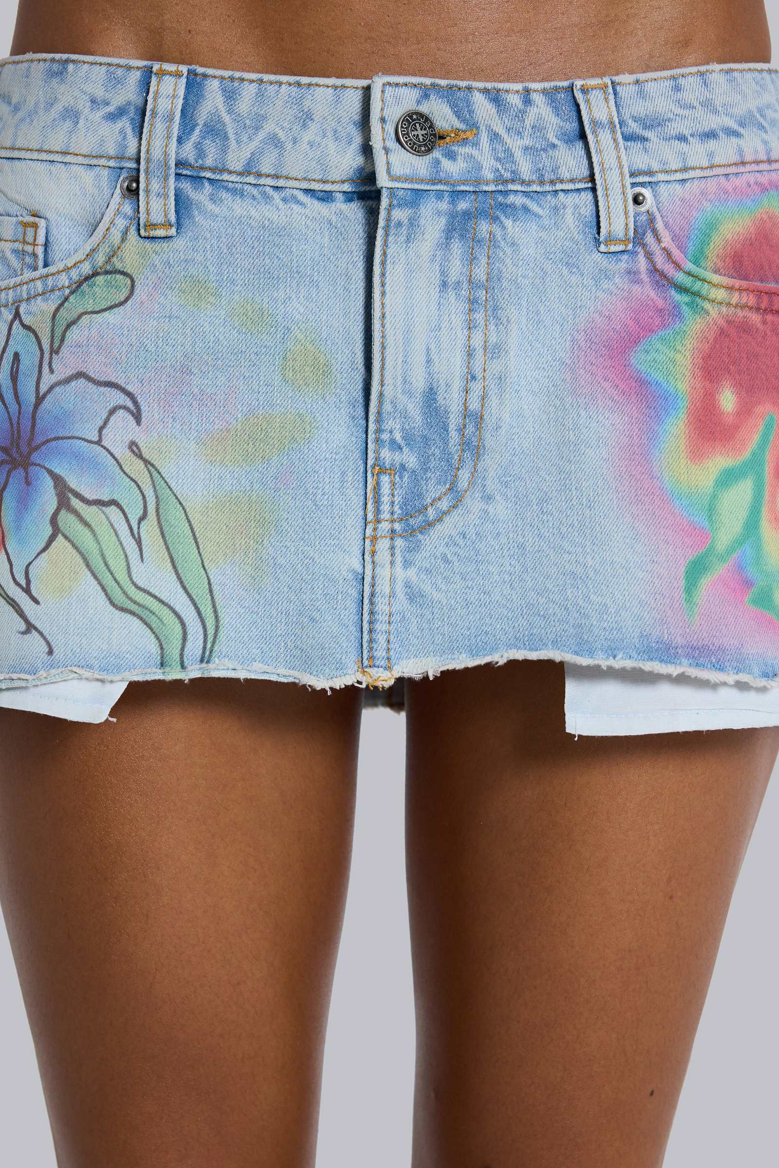 Zadie Airbrush Denim Off Mini Skirt