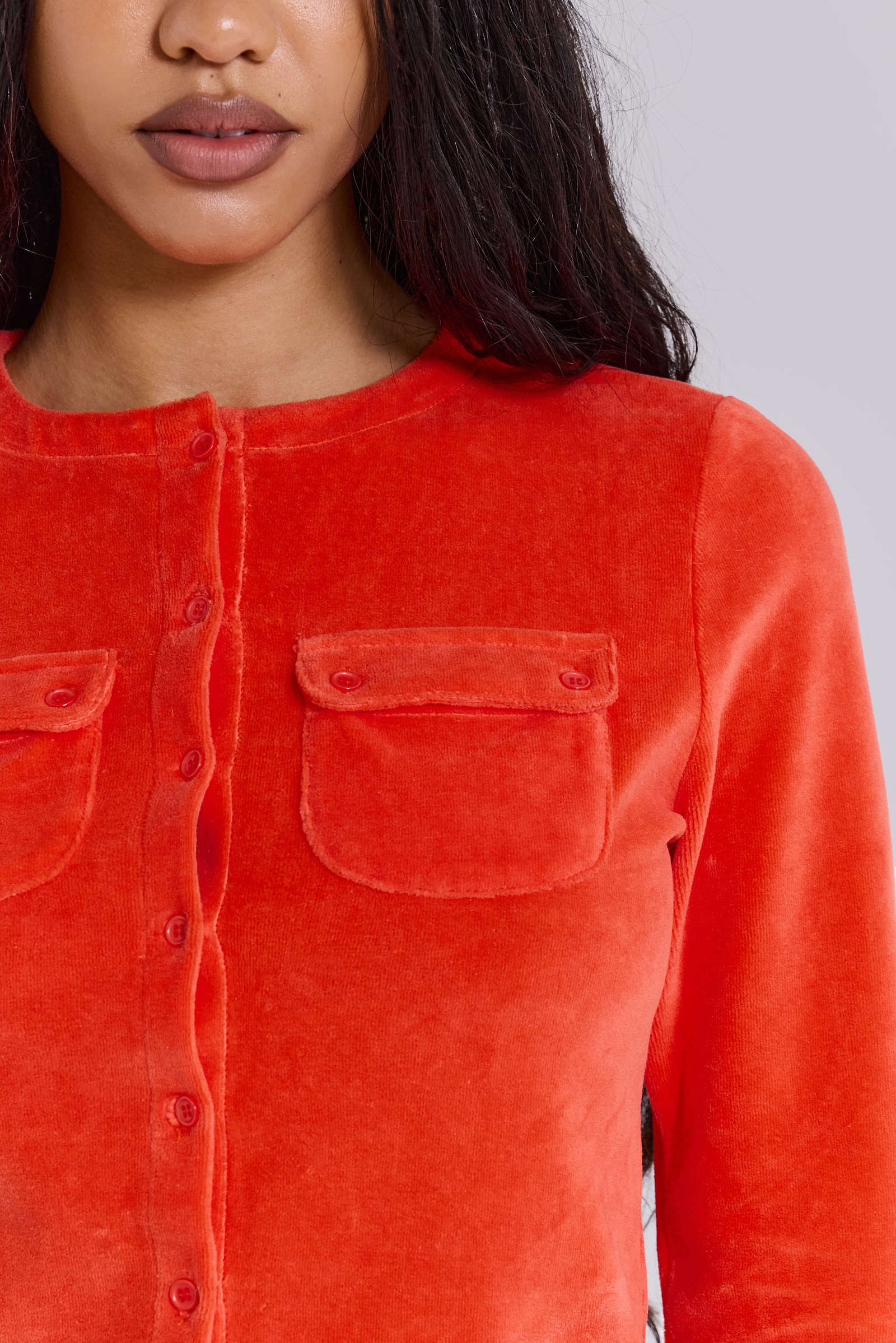 Tangerine Velour Cardigan