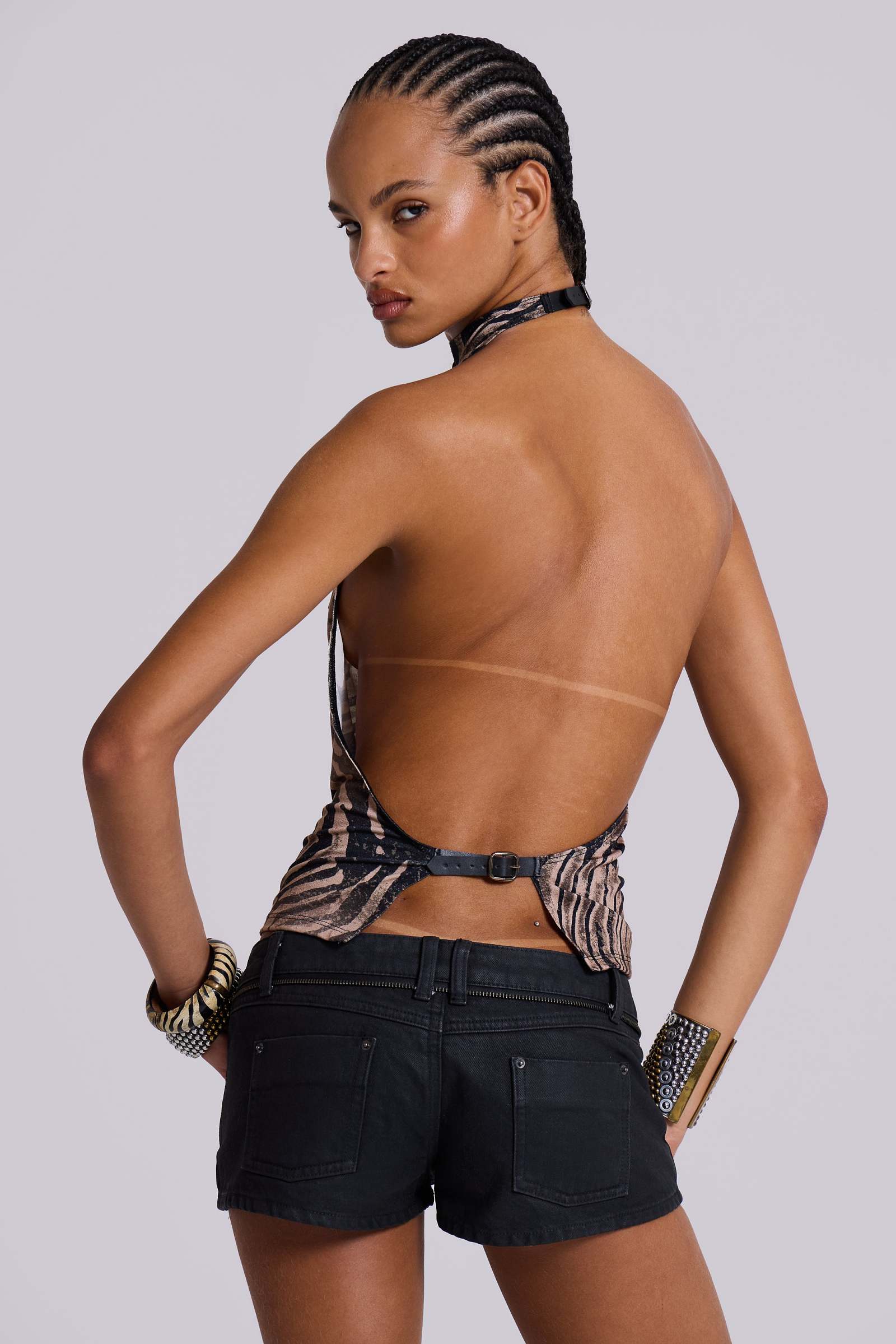 Zebra Zene Backless Top | Jaded London | Clothing