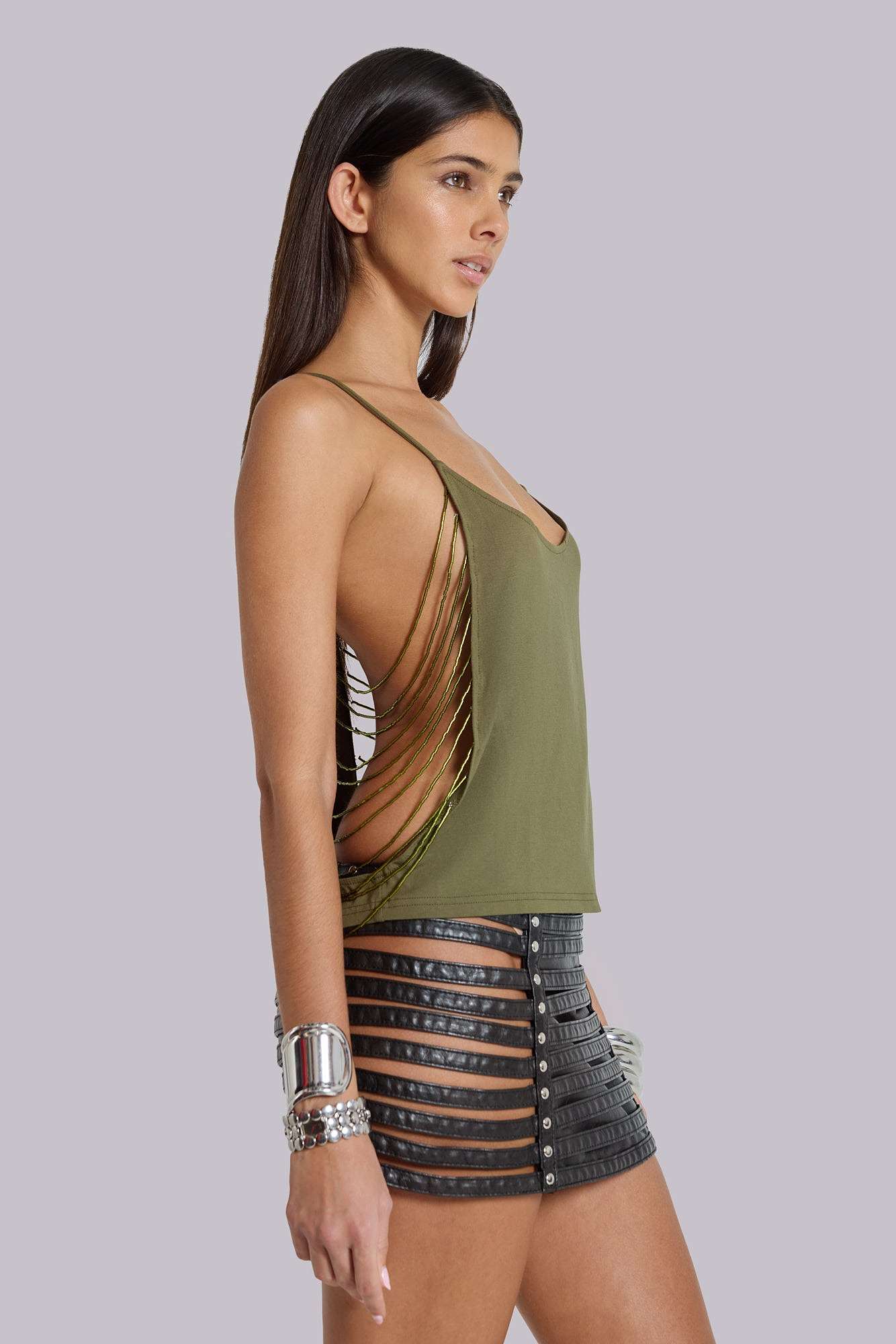Nyxen Slashed Faux Leather Mini Skirt