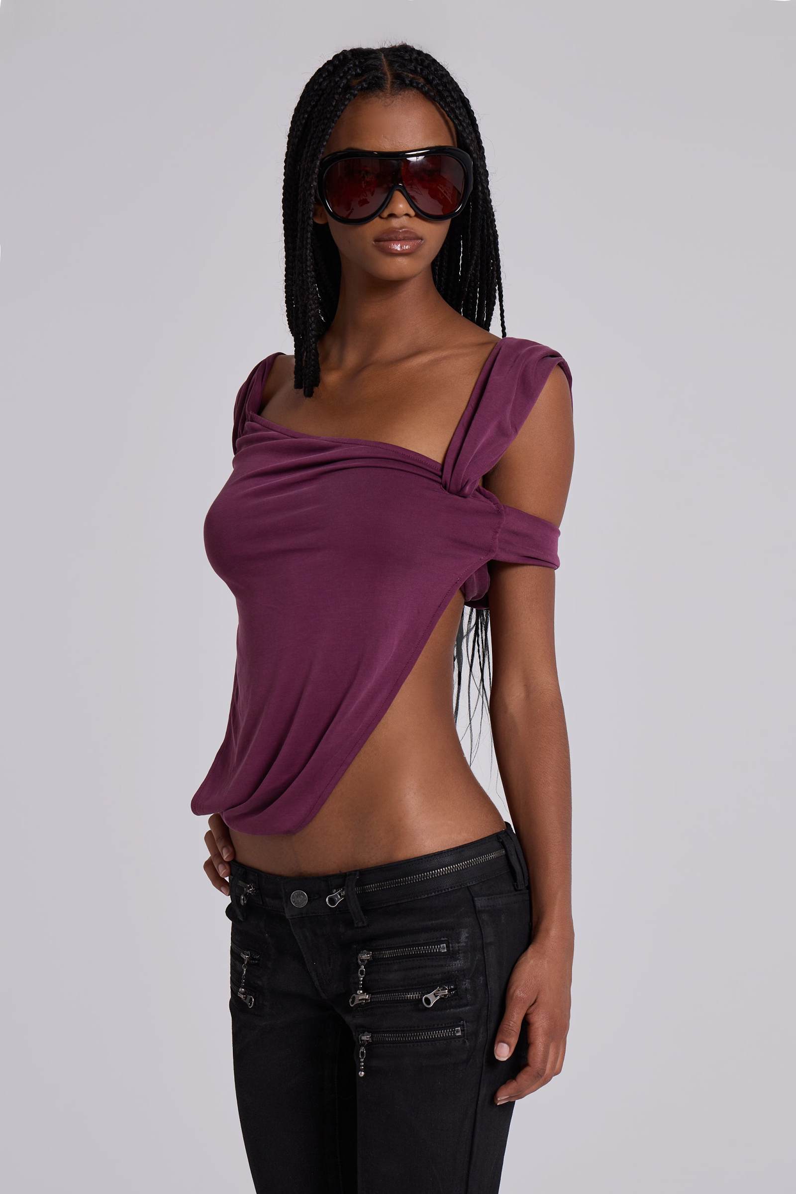 Liana Asymmetric Drape Top