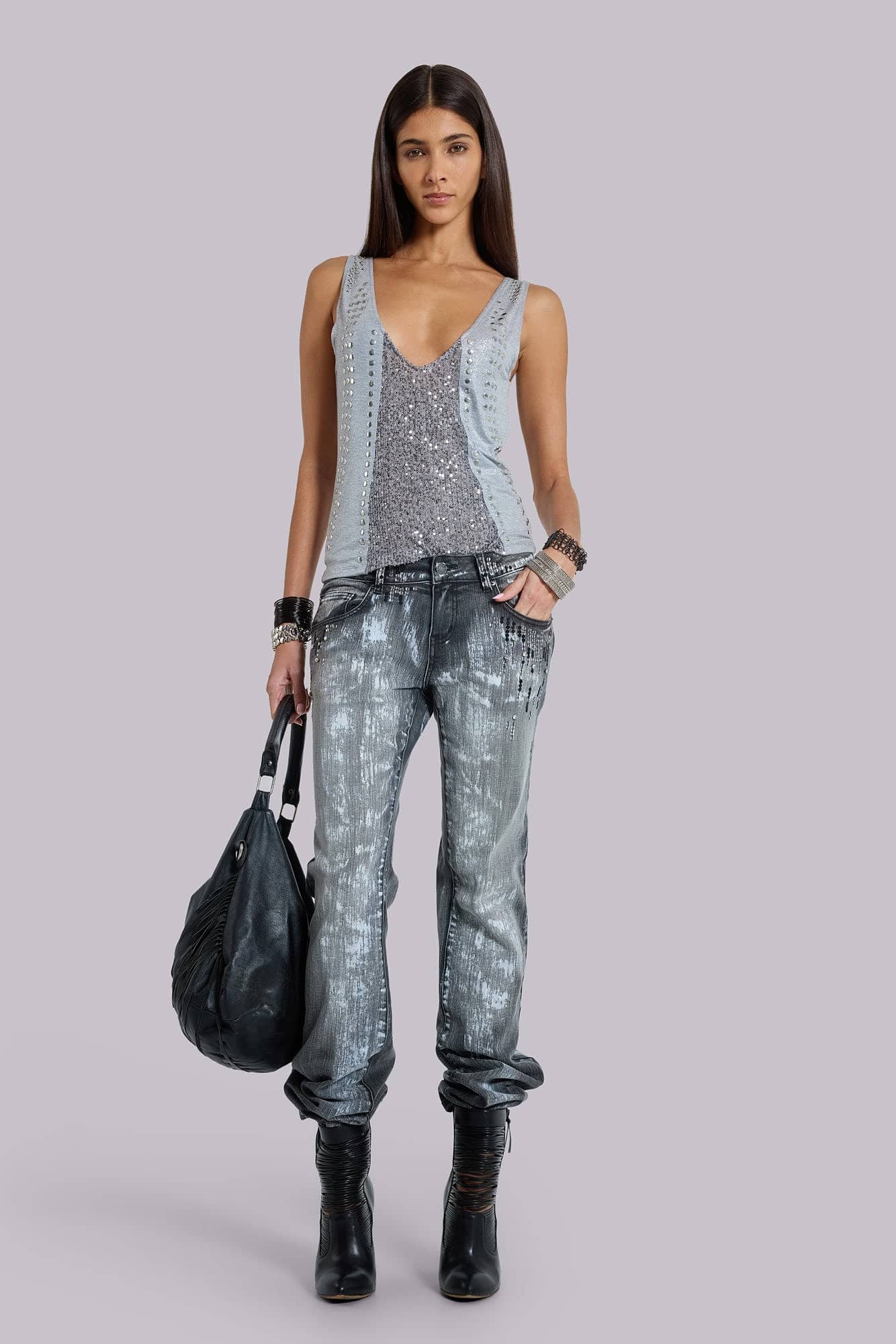 Kate Studded Plunge Vest Top